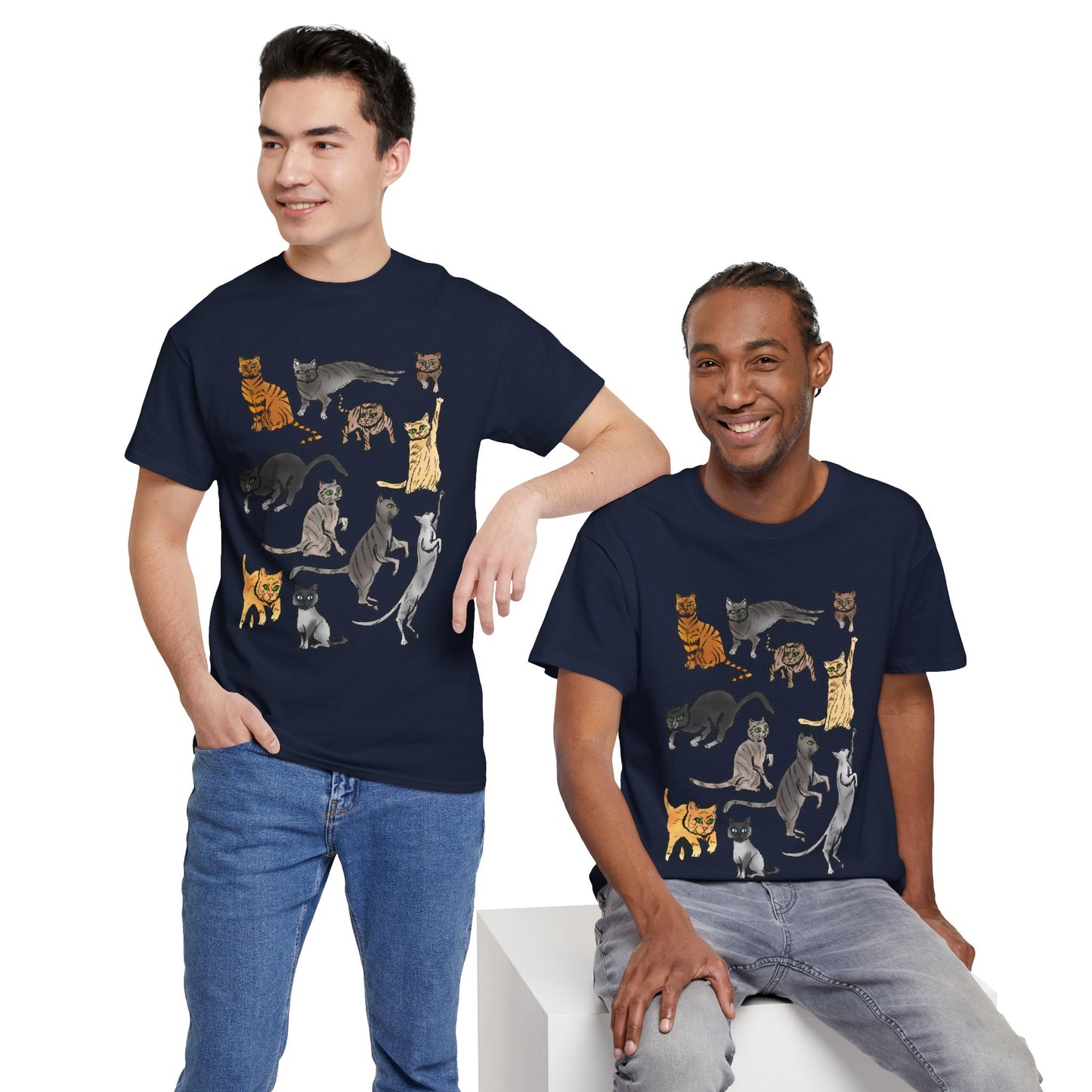 Cats Collage T-Shirt — Cute Cat Illustration Tee for Cat Lovers