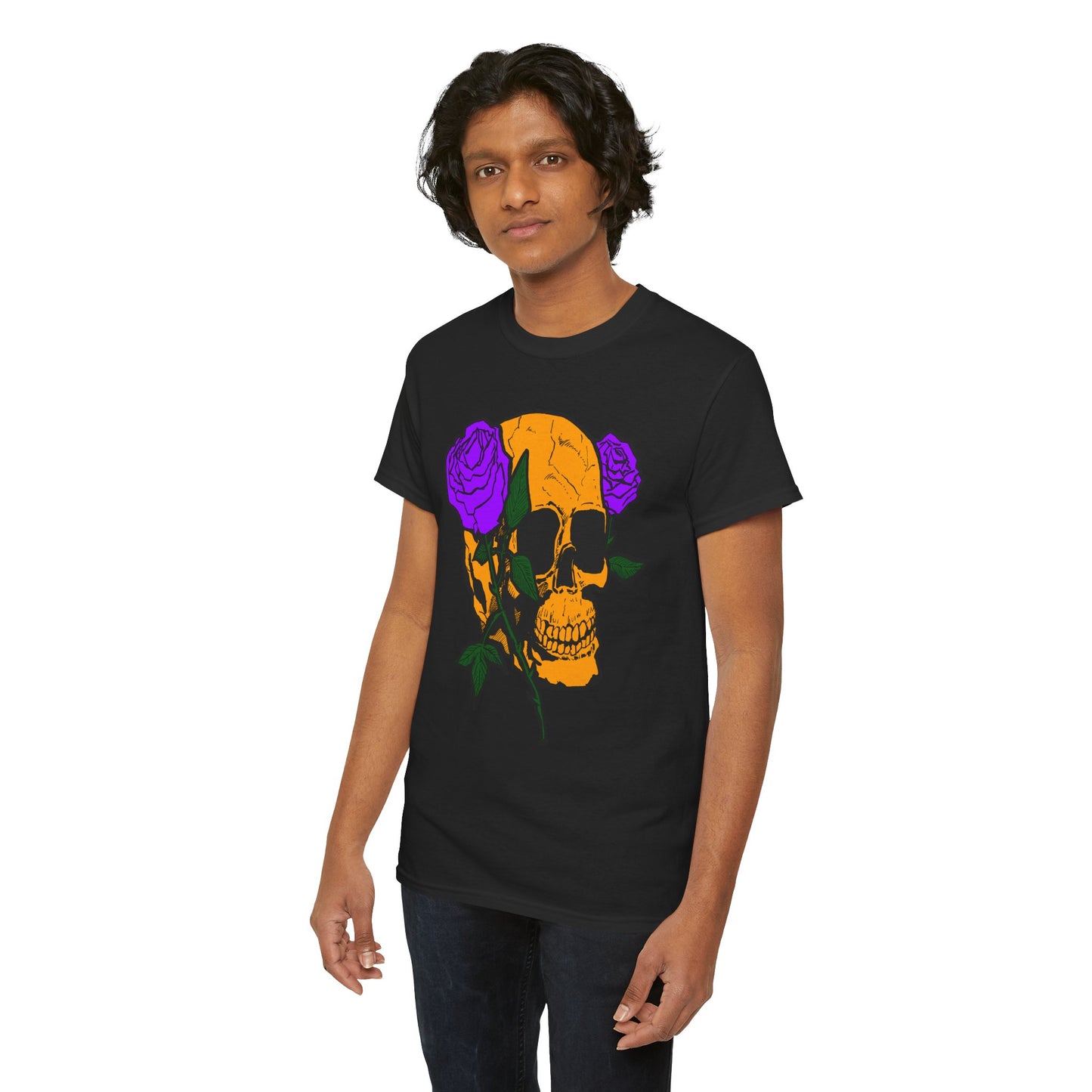 Skull and Roses Unisex Tee, Gothic Aesthetic Shirt, Vintage Graphic T-Shirt, Streetwear Essentials, Edgy Casual Wear