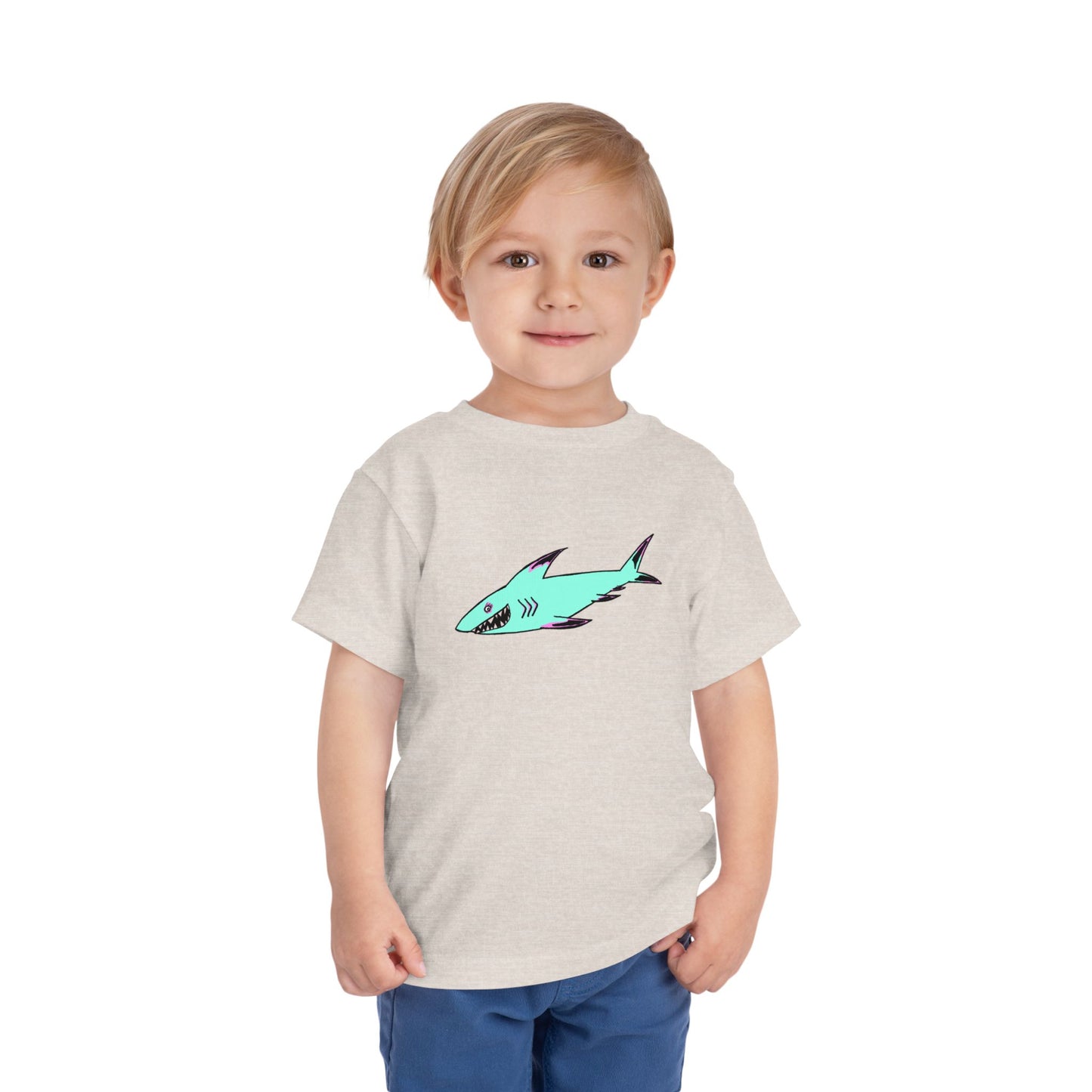 Toddler Tee — Cute Teal Shark Graphic Kids T‑Shirt