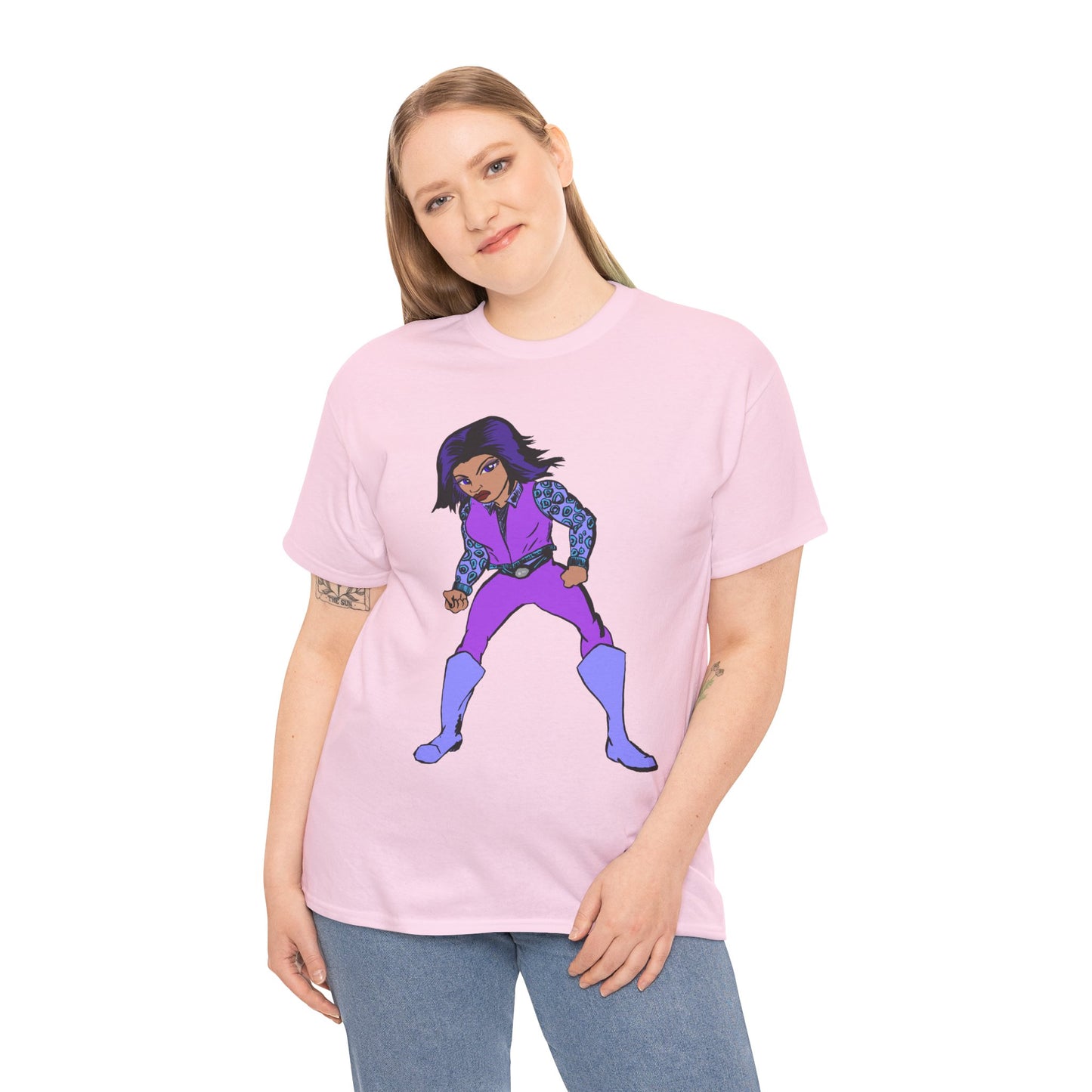 Retro Cartoon Hero Woman Character Unisex Heavy Cotton Tee, Vintage Graphic Tee, Fun T-Shirt, Gift for Fans, Casual Wear, Everyday Tee