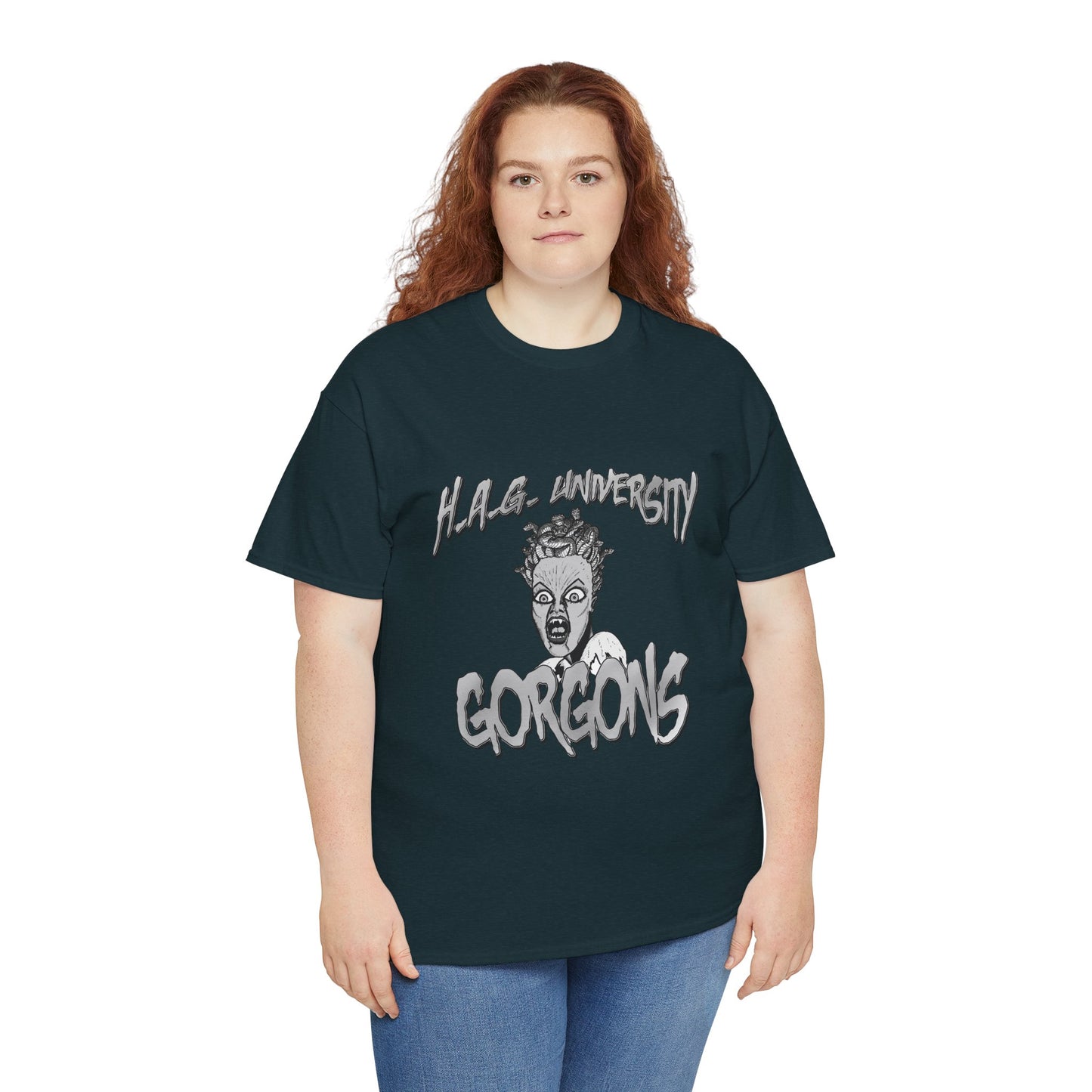 Graphic Tee with Gorgon Mascot - Greek Mythology University Unisex Shirt