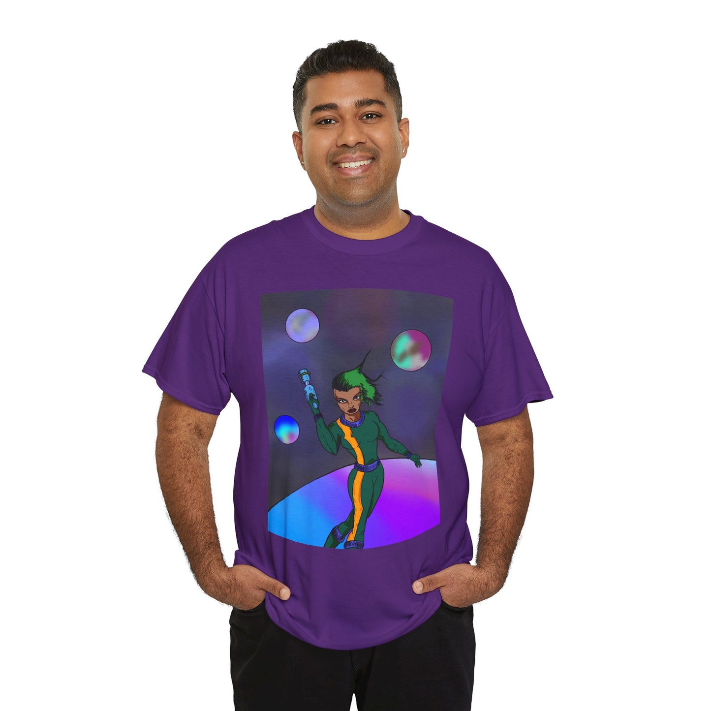 Cosmic Hero Vibe Tee - Unisex Heavy Cotton Tee, Space Art Shirt, Retro Sci-Fi T-Shirt, Gift for Space Lovers, Unique Graphic Tee