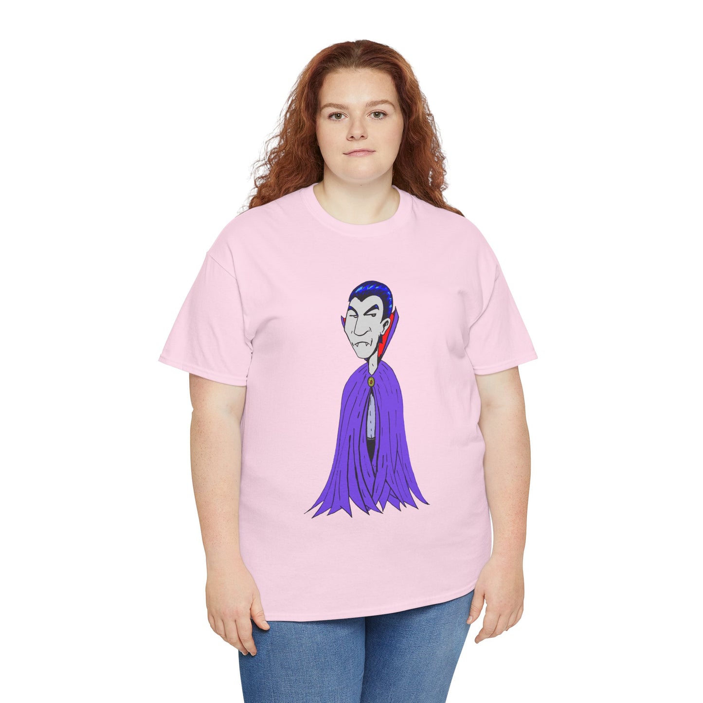 Vampire Cartoon Tee - Cute Purple Cloak Dracula Graphic T-Shirt