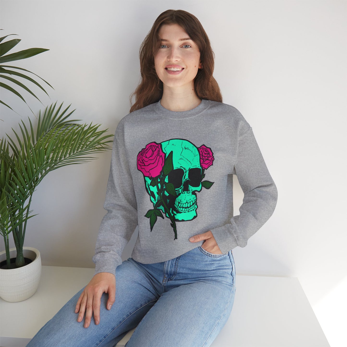 Skull and Roses Crewneck Sweatshirt for Trendsetters