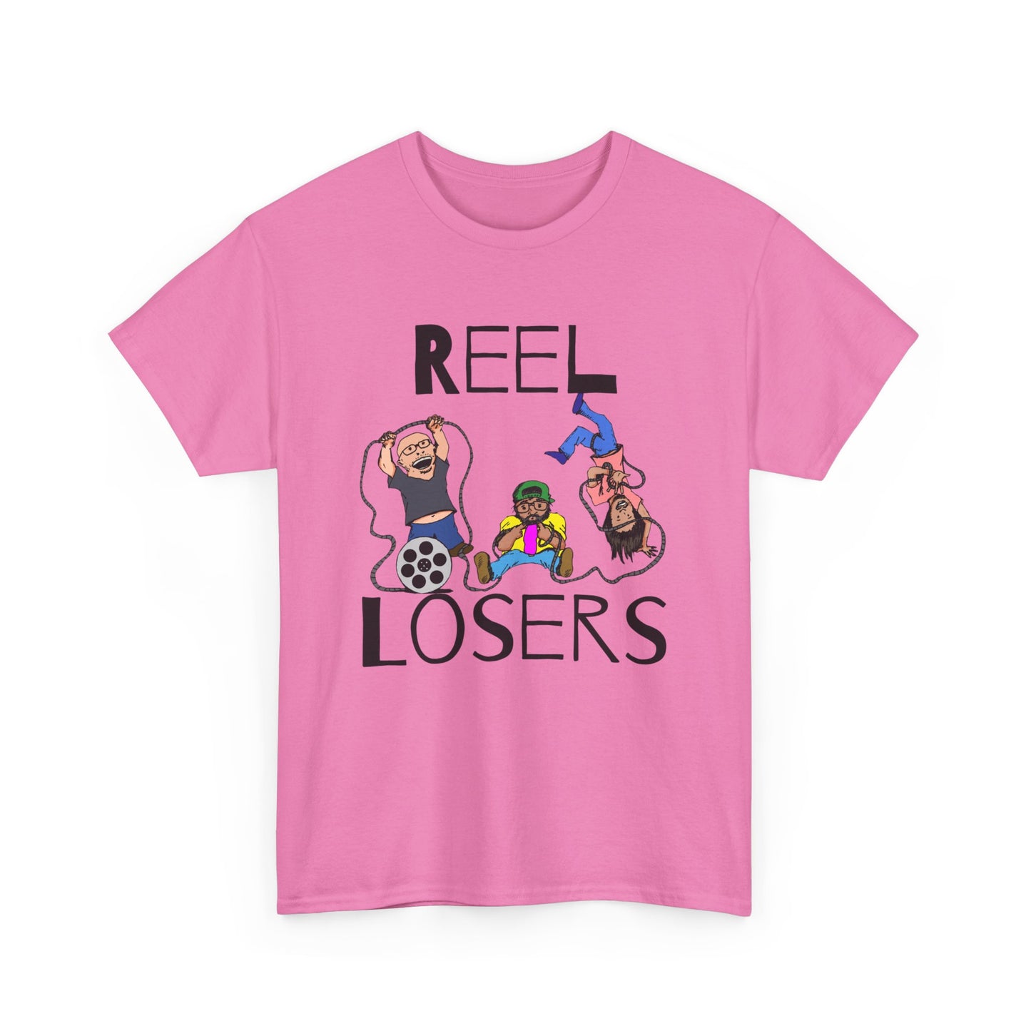 Reel Losers Podcast Unisex Heavy Cotton Tee, Funny Graphic Shirt, Casual Everyday Wear, Gift for Movie Lovers, Humor T-Shirt