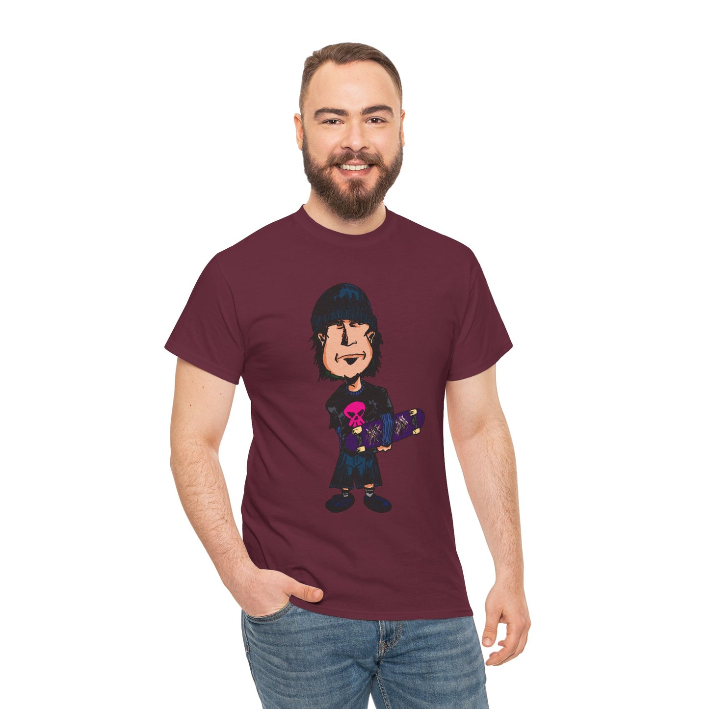 Rude Skater Dude - Skate Punk - Skater Kid Cartoon T‑Shirt — Cute Skateboarder Graphic Tee