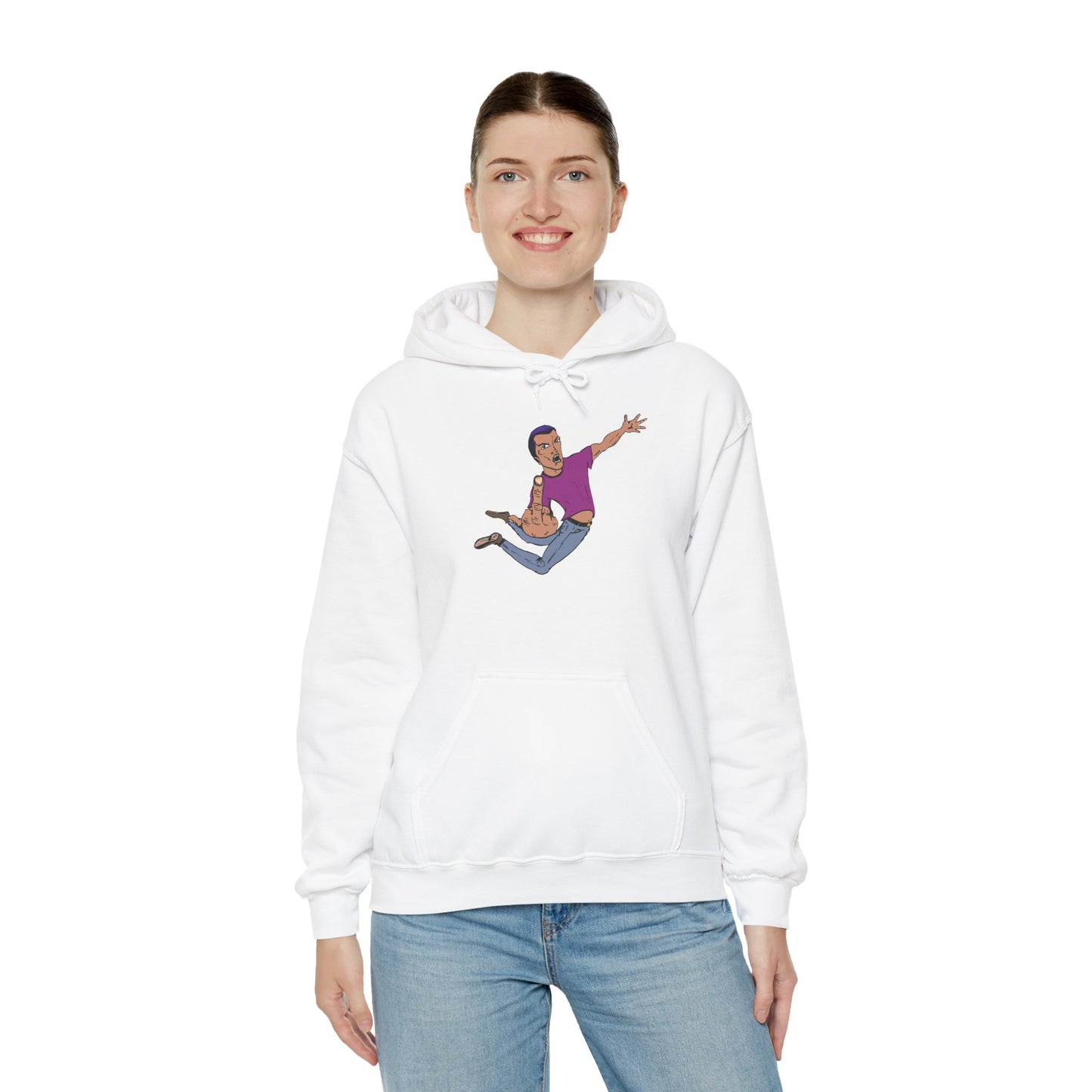 Funny Flying Eff Unisex Hooded Sweatshirt with Cartoon Design, Casual Hoodie, Gift for Friends, Birthday Gift, Loungewear