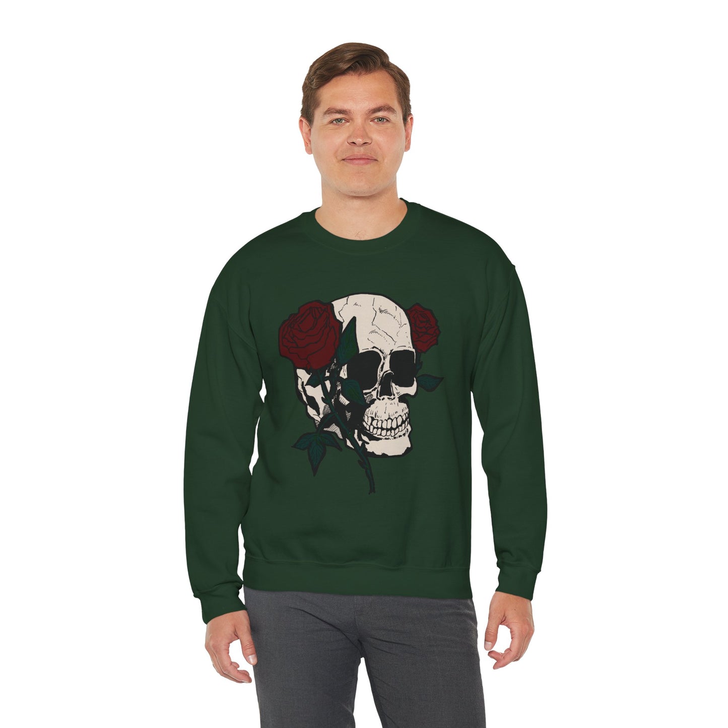 Skull & Rose Crewneck Sweatshirt - Unisex Heavy Blend™