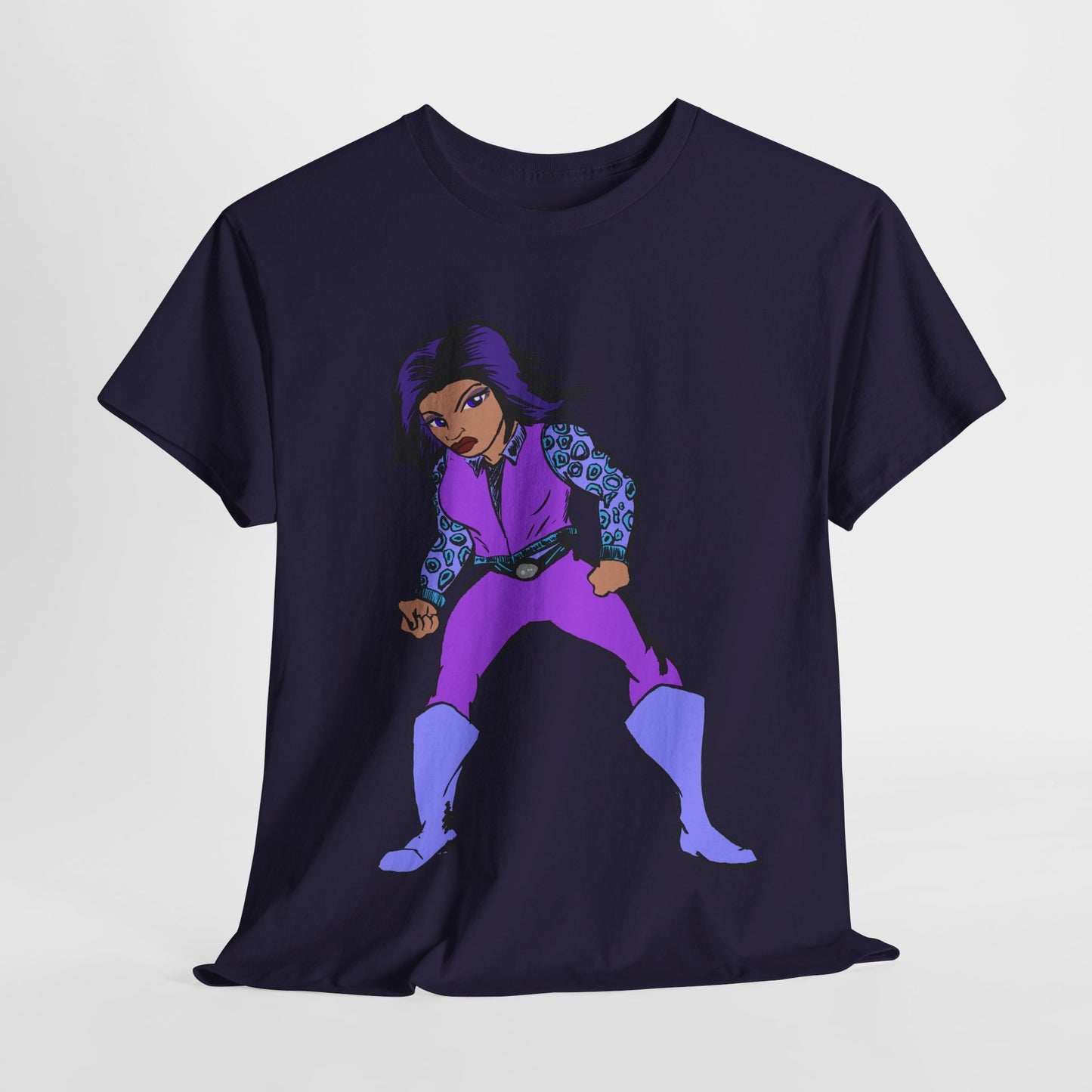 Retro Cartoon Hero Woman Character Unisex Heavy Cotton Tee, Vintage Graphic Tee, Fun T-Shirt, Gift for Fans, Casual Wear, Everyday Tee