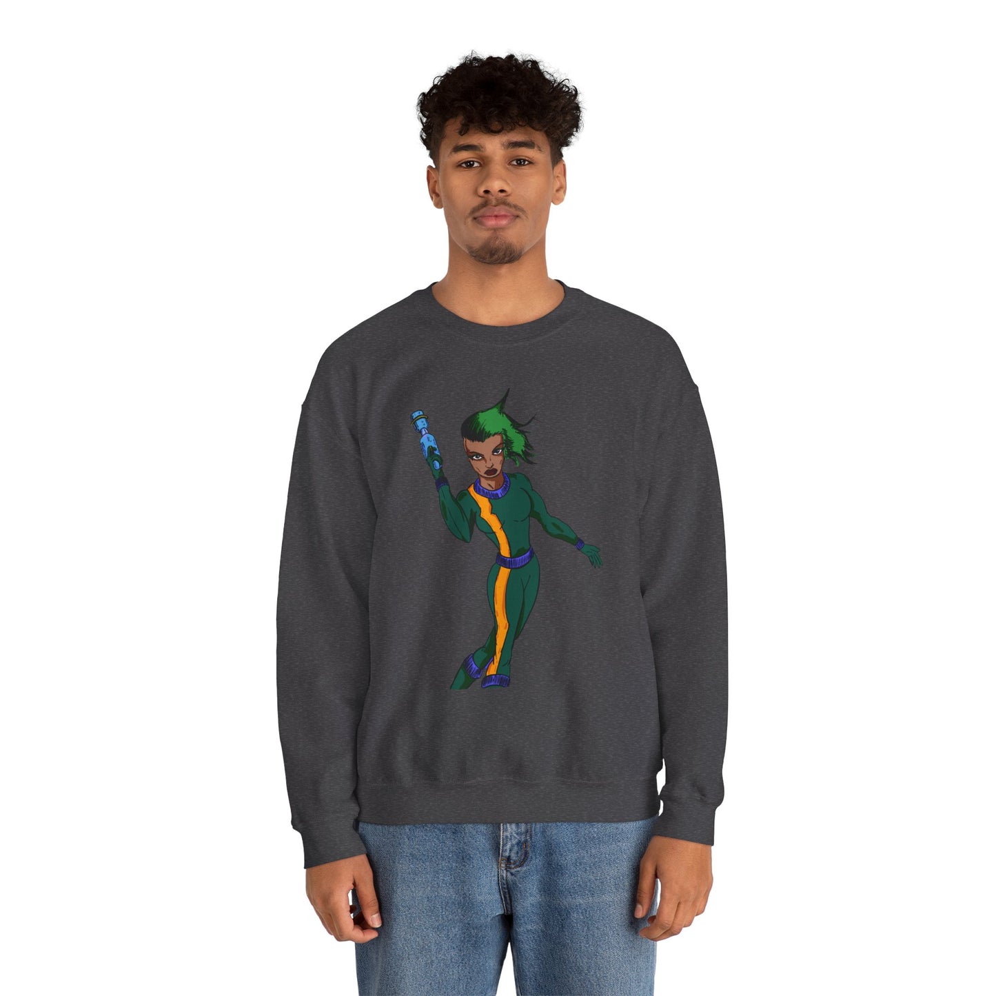 Heroic Vibes Crewneck Sweatshirt with Bold Design