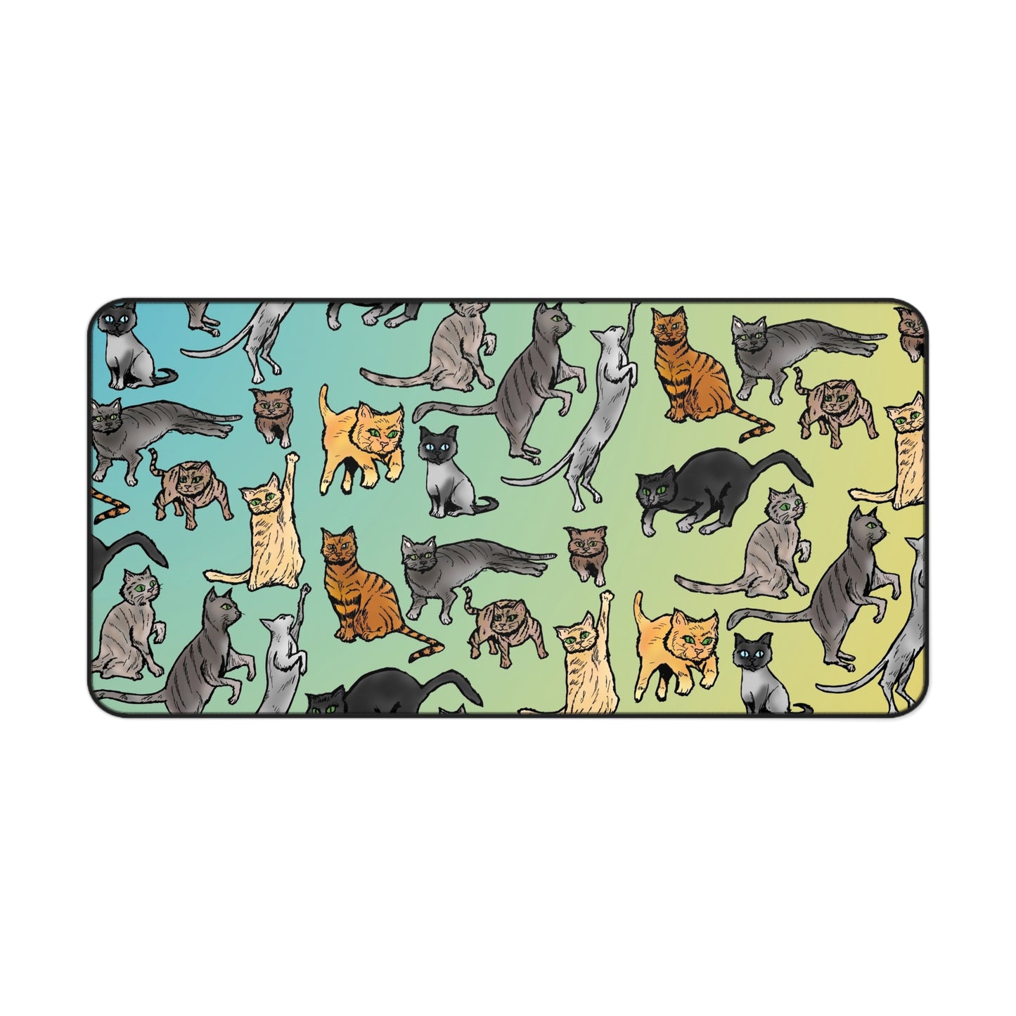 Cat Pattern Desk Mat — Cute Multicolor Cats Mouse Pad for Work & Home
