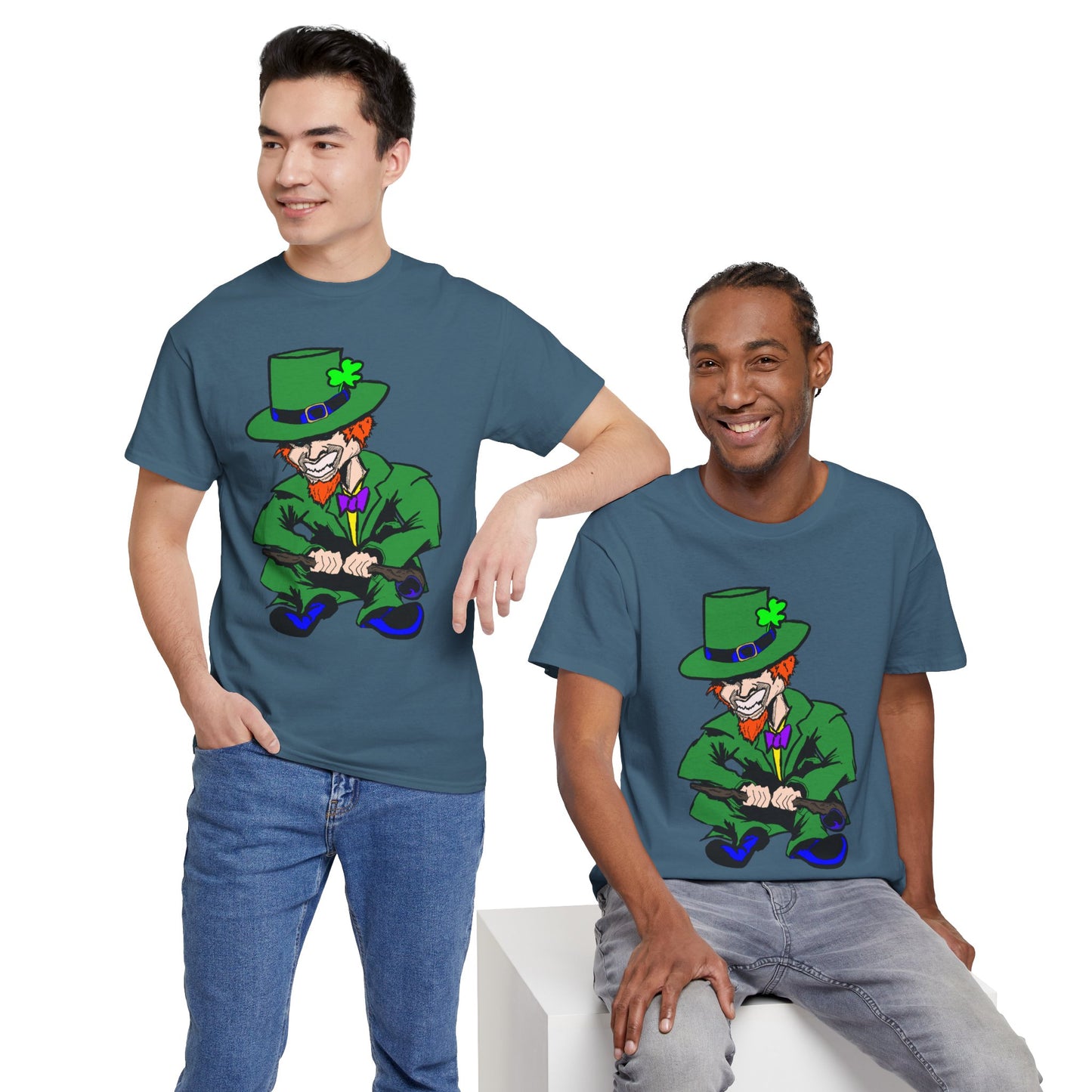 Funny Mischievious Leprechaun Saint Patrick's Day Unisex Heavy Cotton Tee - Leprechaun Design