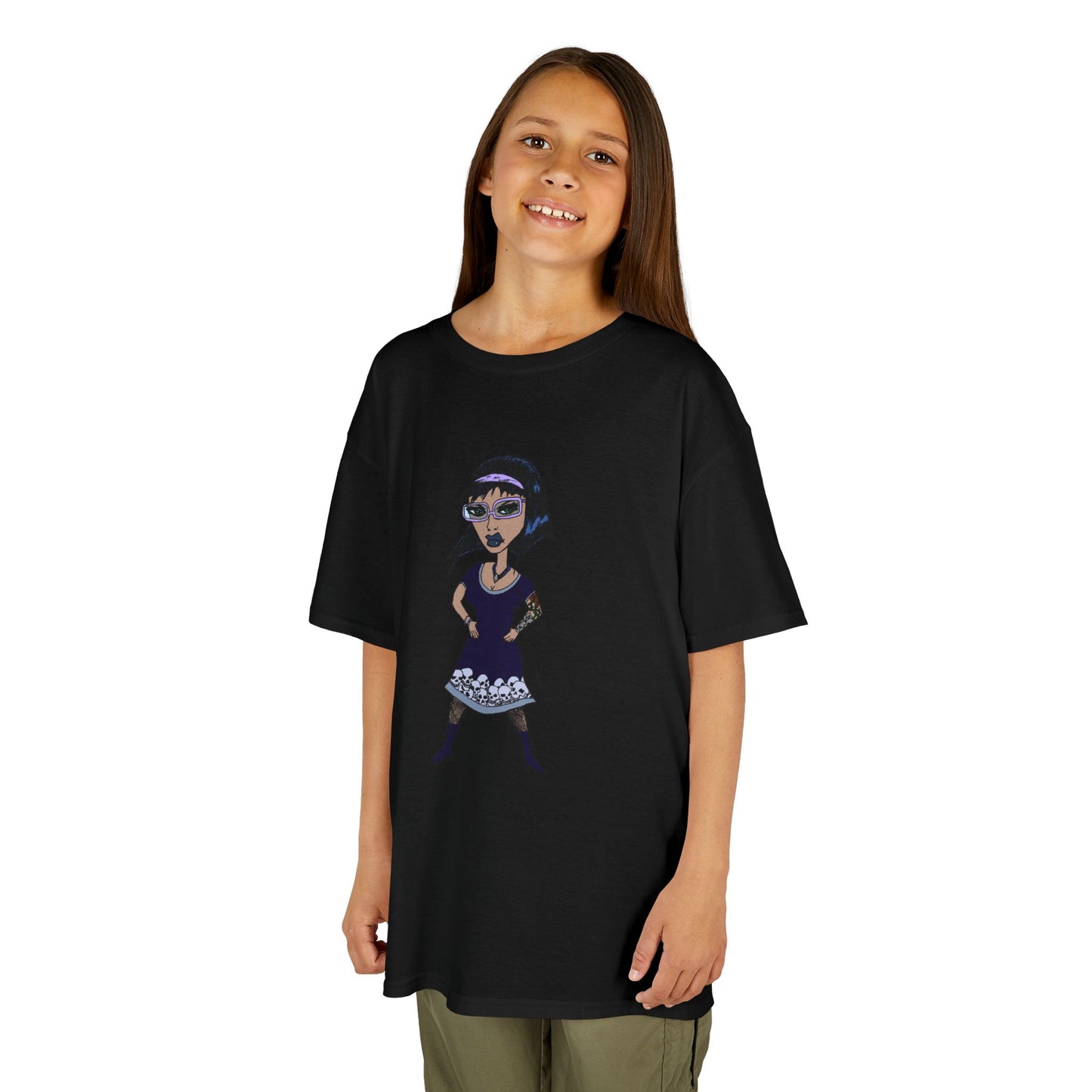 Kids Tee — Vintage Gothic Girl Cartoon Graphic Tee for Children