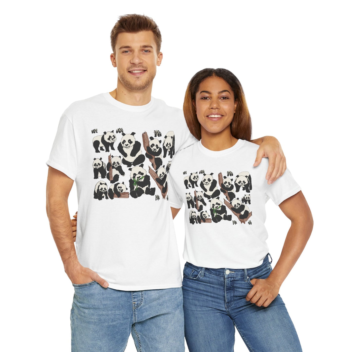 Cute Panda Design Unisex Heavy Cotton Tee | Animal Lover Gift, Casual Wear, Eco-Friendly Apparel, Nature Enthusiast Clothing