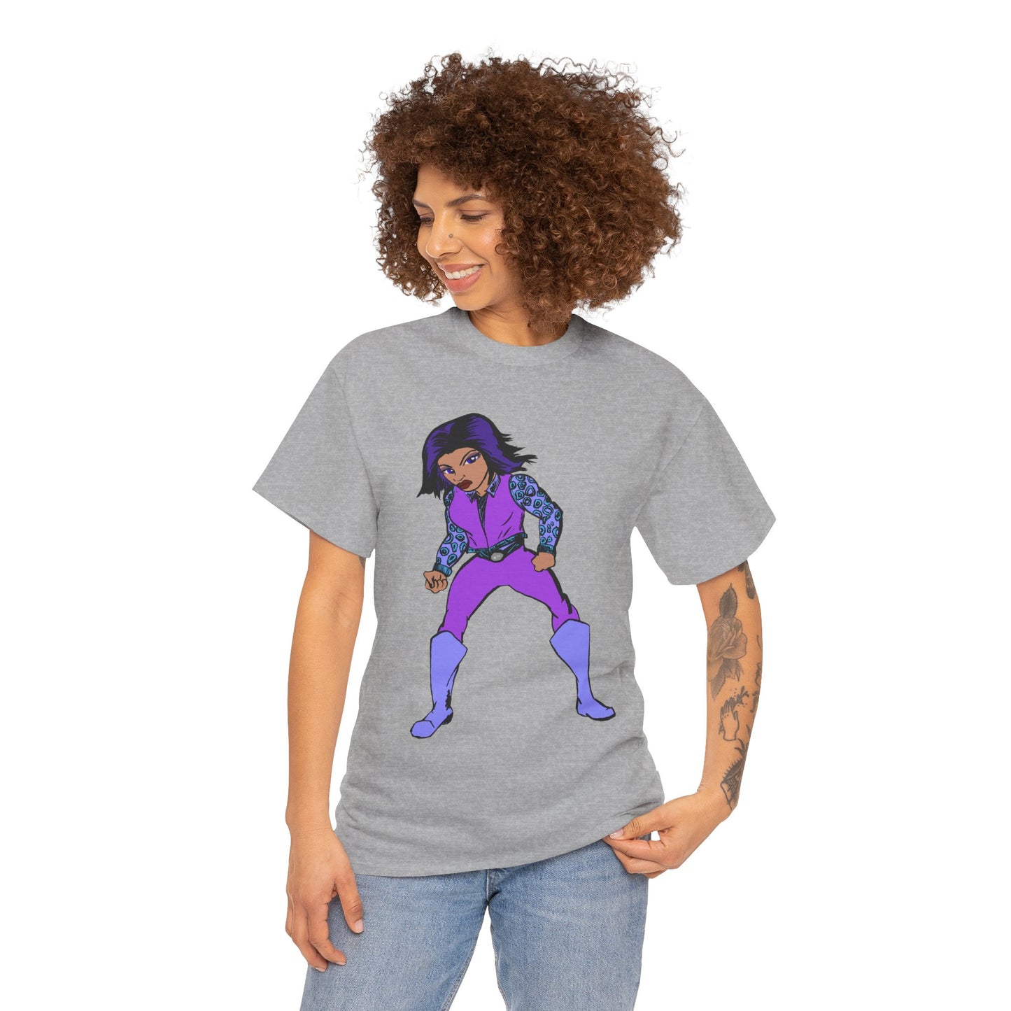 Retro Cartoon Hero Woman Character Unisex Heavy Cotton Tee, Vintage Graphic Tee, Fun T-Shirt, Gift for Fans, Casual Wear, Everyday Tee