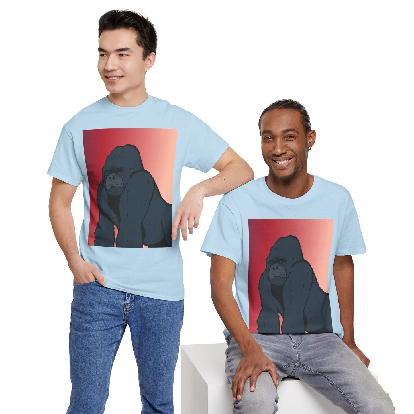 Gorilla Graphic Tee — Vintage Sunset Primate Illustration Shirt