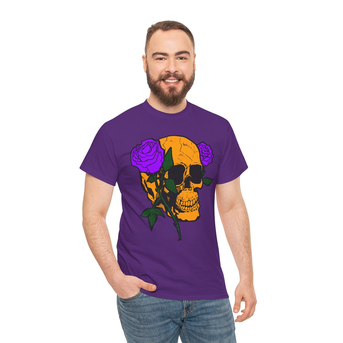 Skull and Roses Unisex Tee, Gothic Aesthetic Shirt, Vintage Graphic T-Shirt, Streetwear Essentials, Edgy Casual Wear