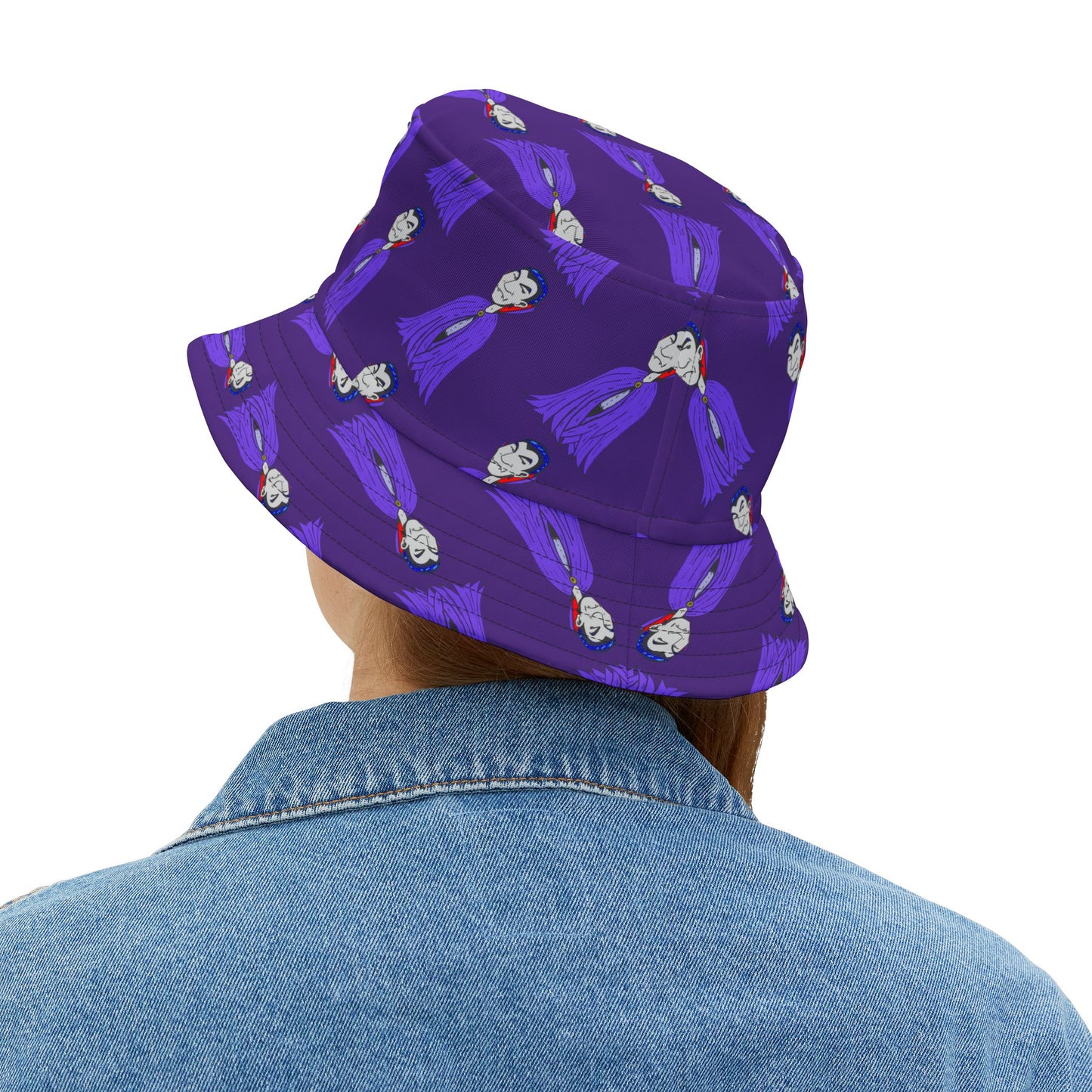 Vampire Pattern Purple Bucket Hat — Halloween Gothic Aesthetic