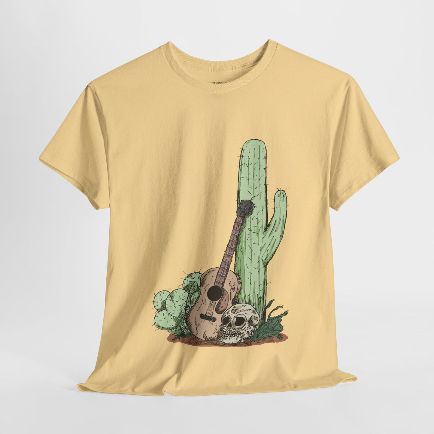 Desert Vibe Graphic Tee - Unisex Heavy Cotton Shirt, Boho Cactus Shirt, Guitar Lover's Gift, Summer Top, Music T-Shirt