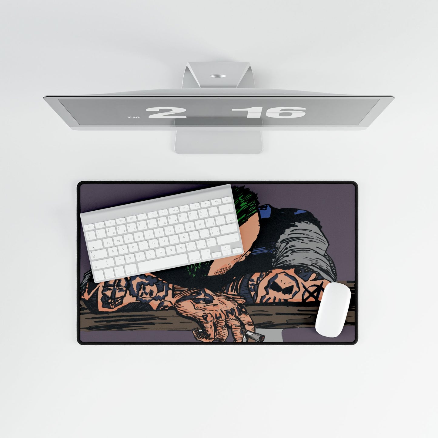 Punk and Sone Desk Mat — Punk Tattoo Art Gaming Mouse Pad and Card Playing Mat