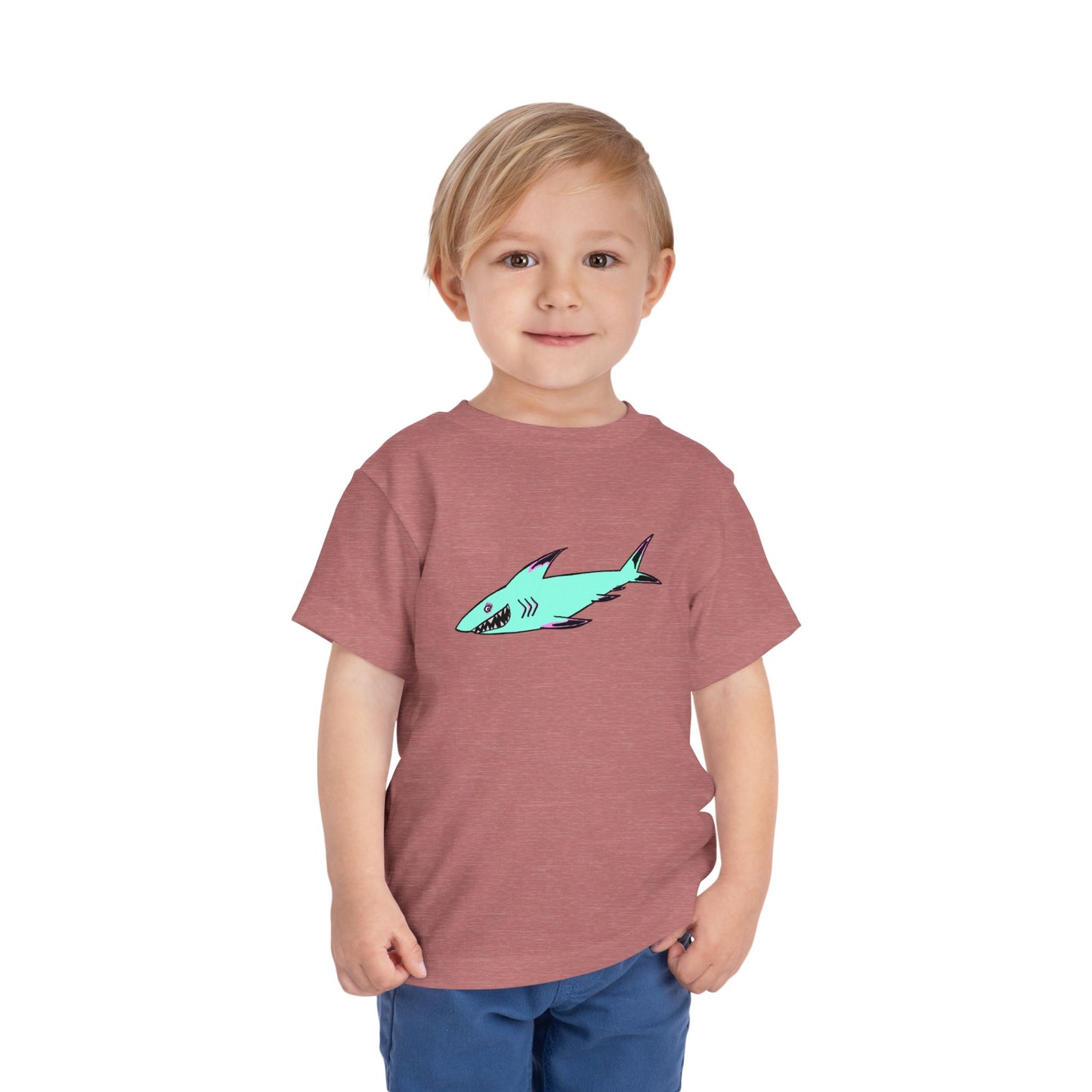 Toddler Tee — Cute Teal Shark Graphic Kids T‑Shirt