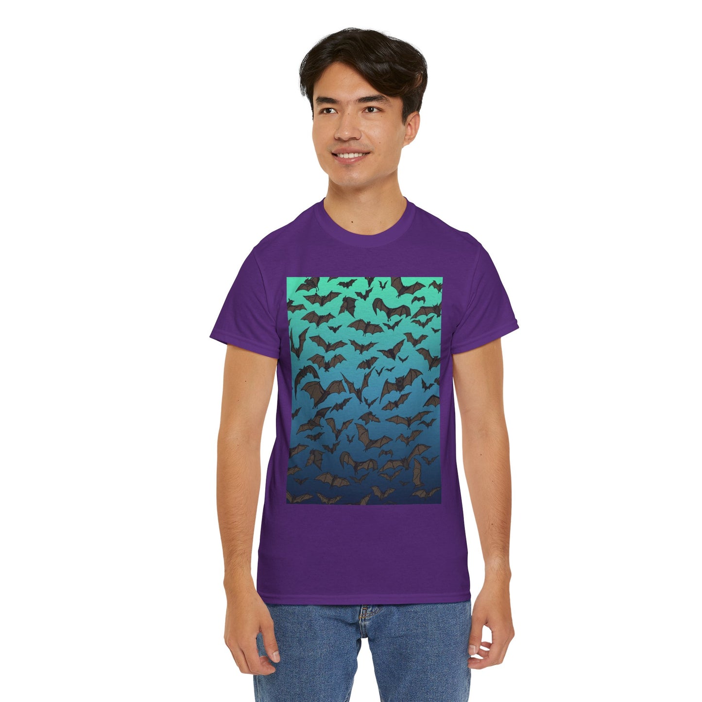 Bat Swarm Graphic Tee — Gradient Night Flight T-Shirt