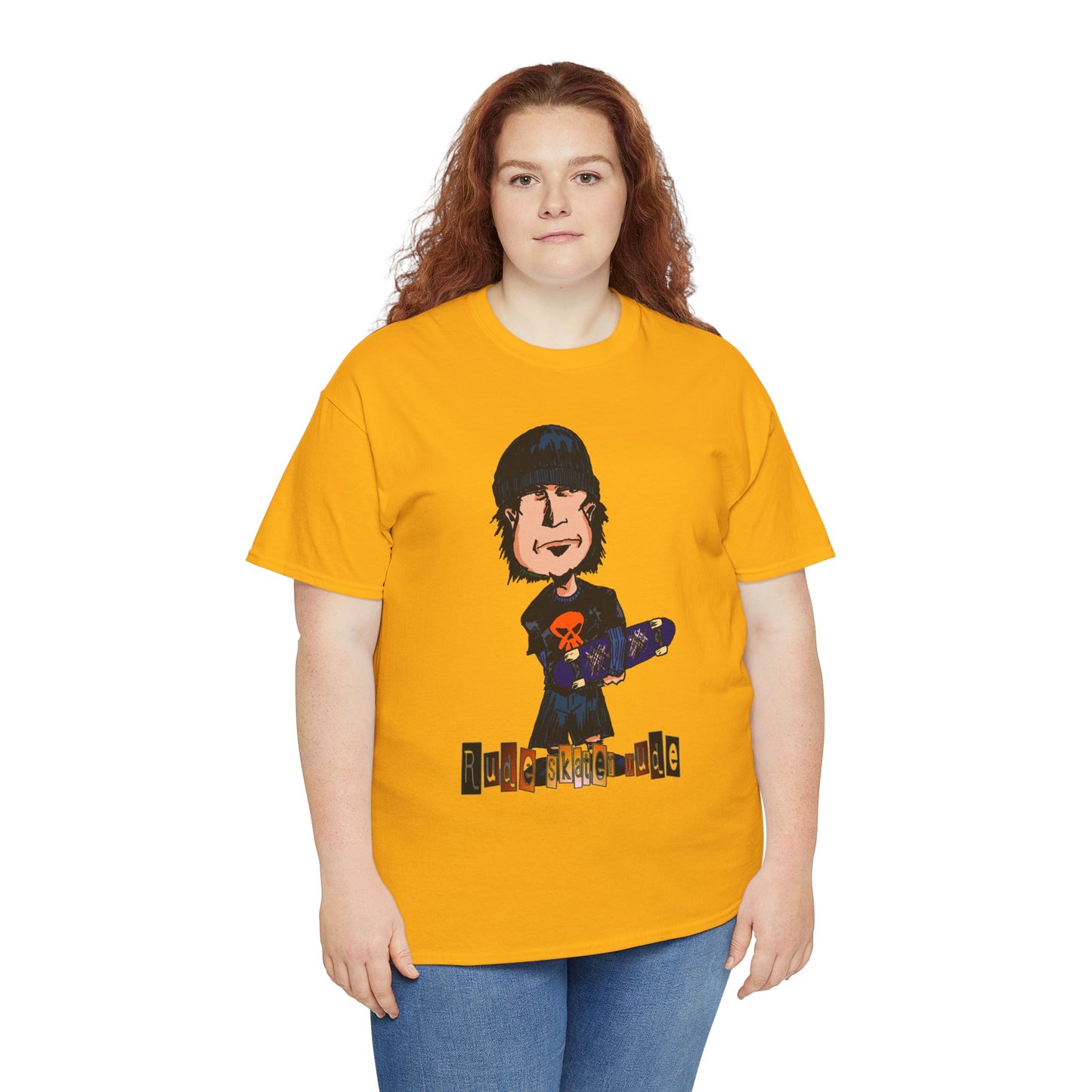 Rude Skater Dude Cartoon Skate Punk T-Shirt — Skateboarding Tee with Skull Design
