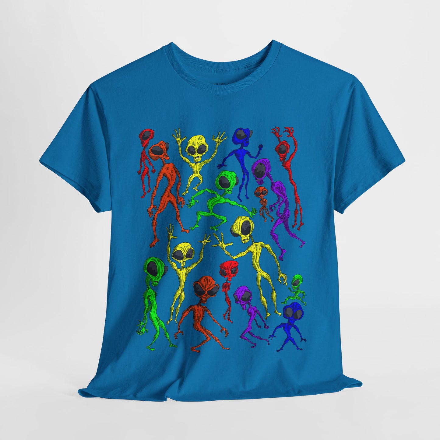 Rainbow Alien Dance Party Unisex Tee - Cosmic Sci-Fi Shirt