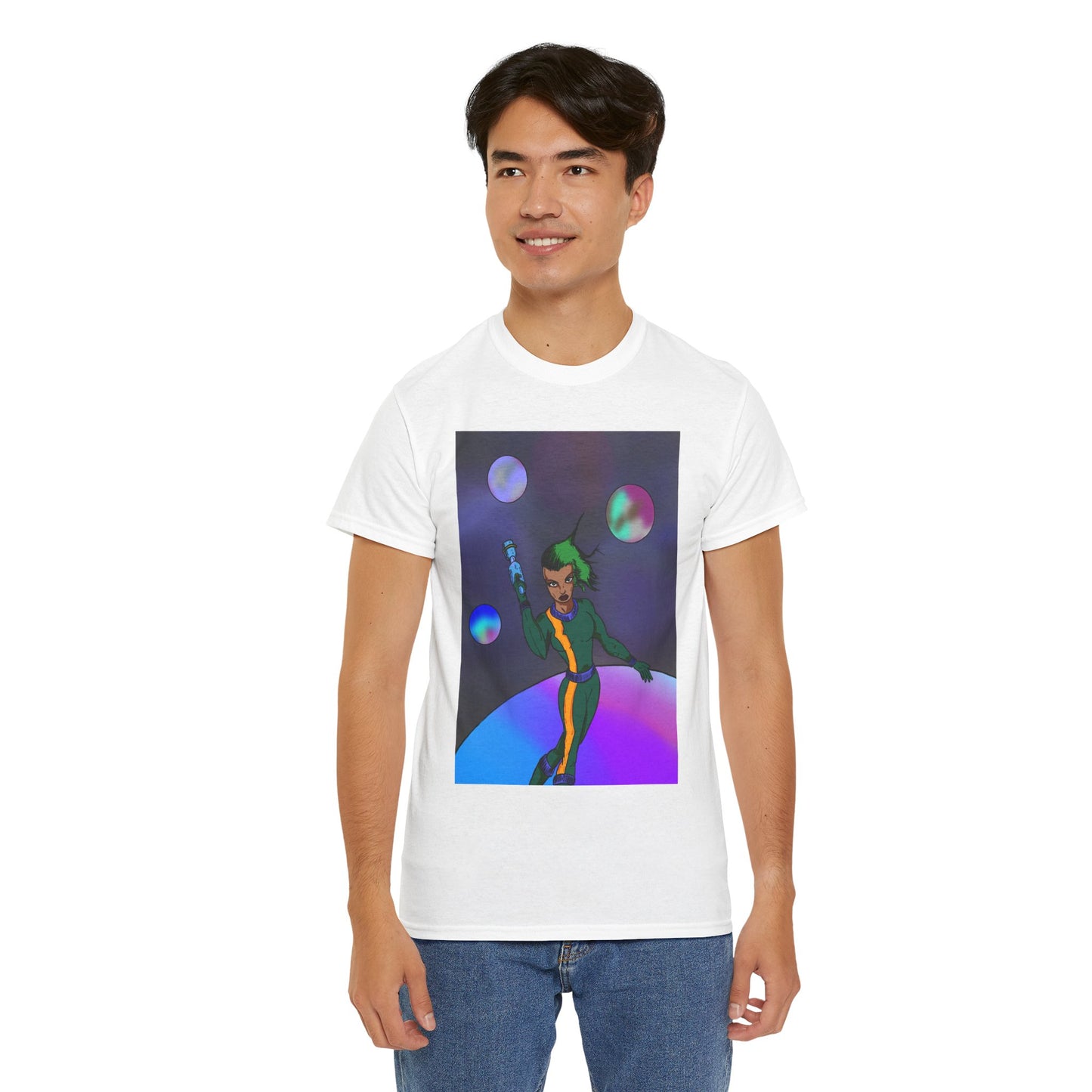 Cosmic Hero Vibe Tee - Unisex Heavy Cotton Tee, Space Art Shirt, Retro Sci-Fi T-Shirt, Gift for Space Lovers, Unique Graphic Tee