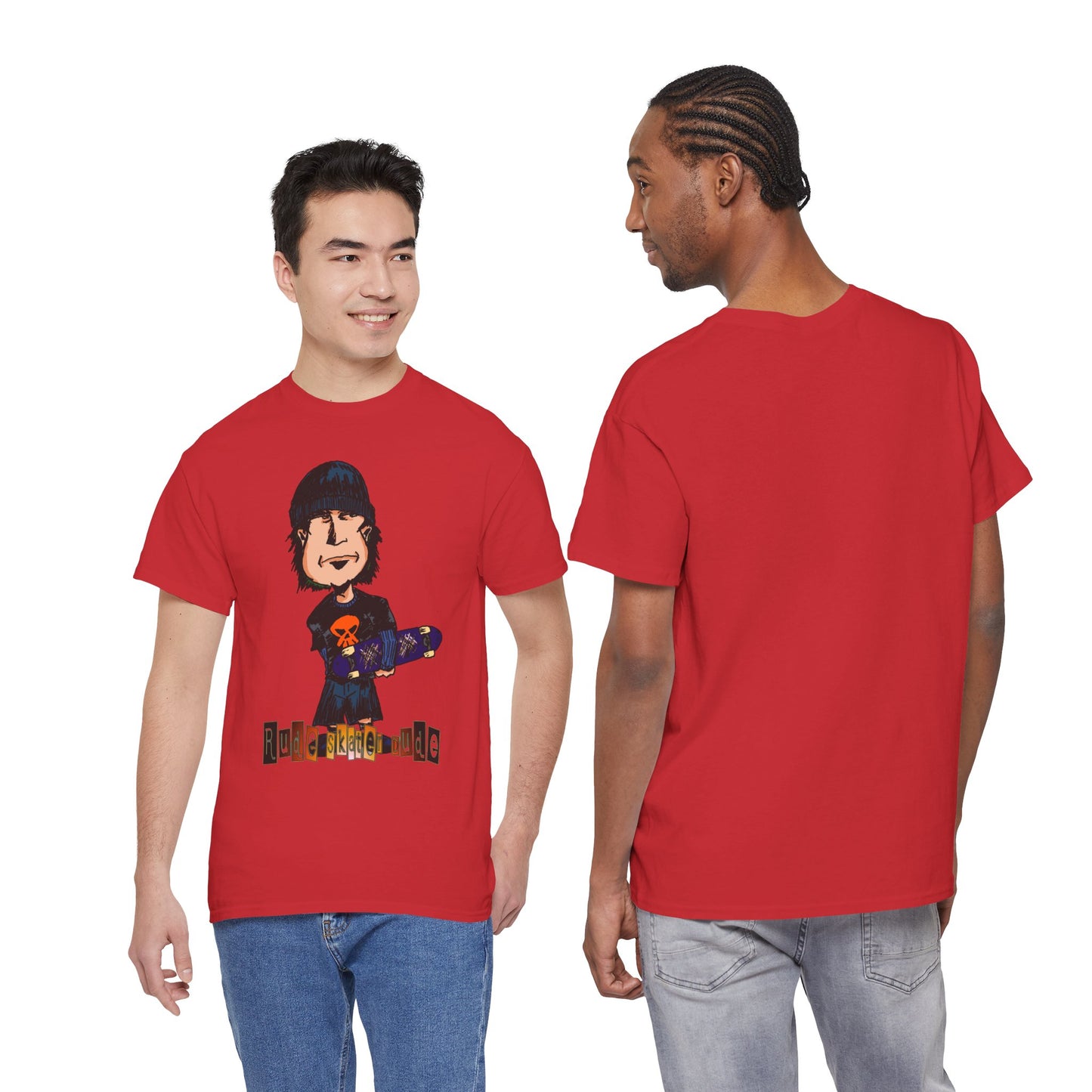 Rude Skater Dude Cartoon Skate Punk T-Shirt — Skateboarding Tee with Skull Design