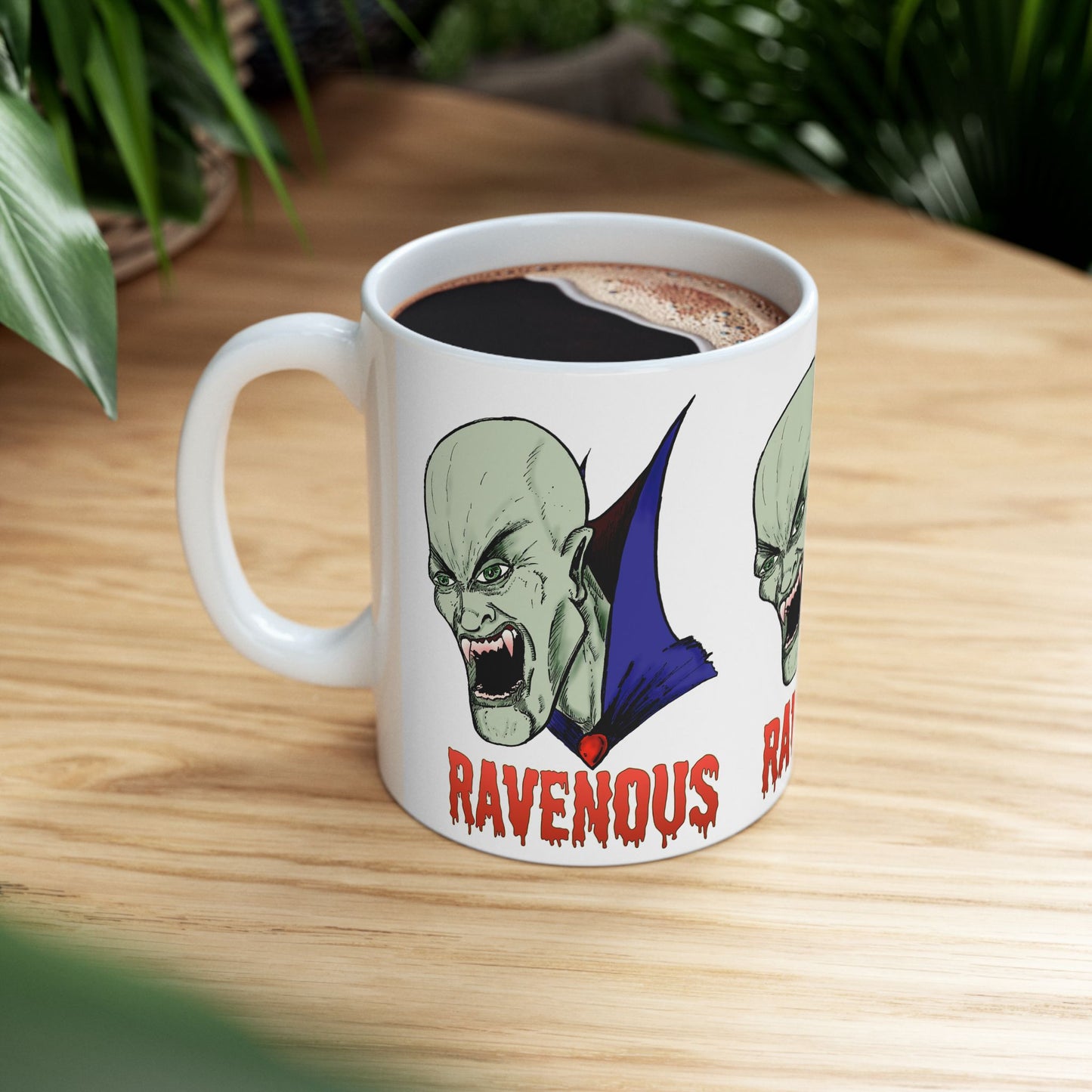 Vampire Mug, Ravenous Bloodthirsty Creature Horror Gothic 11oz/15oz Ceramic Mug