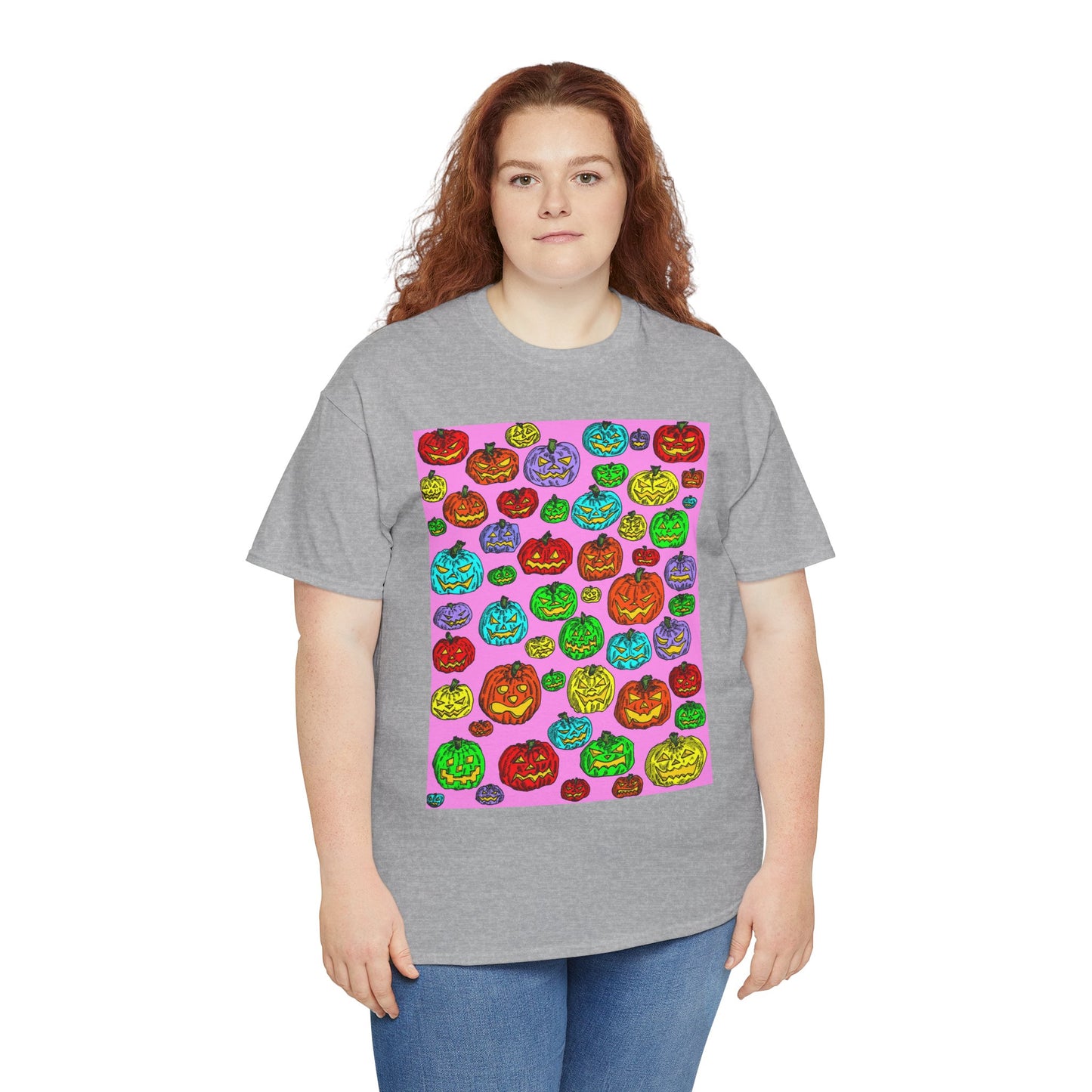 Colorful Pumpkin Graphic Tee, Unisex Cotton T-Shirt, Halloween Costume, Fall Apparel, Trendy Graphic Shirt, Casual Wear