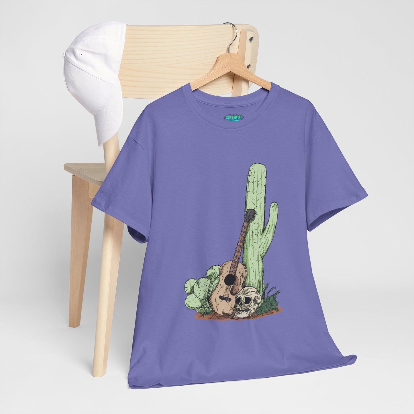 Desert Vibe Graphic Tee - Unisex Heavy Cotton Shirt, Boho Cactus Shirt, Guitar Lover's Gift, Summer Top, Music T-Shirt