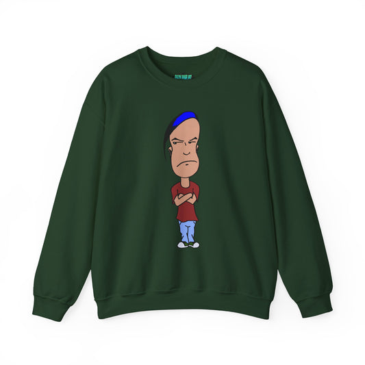 Smug Cartoon Graphic Crewneck Sweatshirt for Casual Style