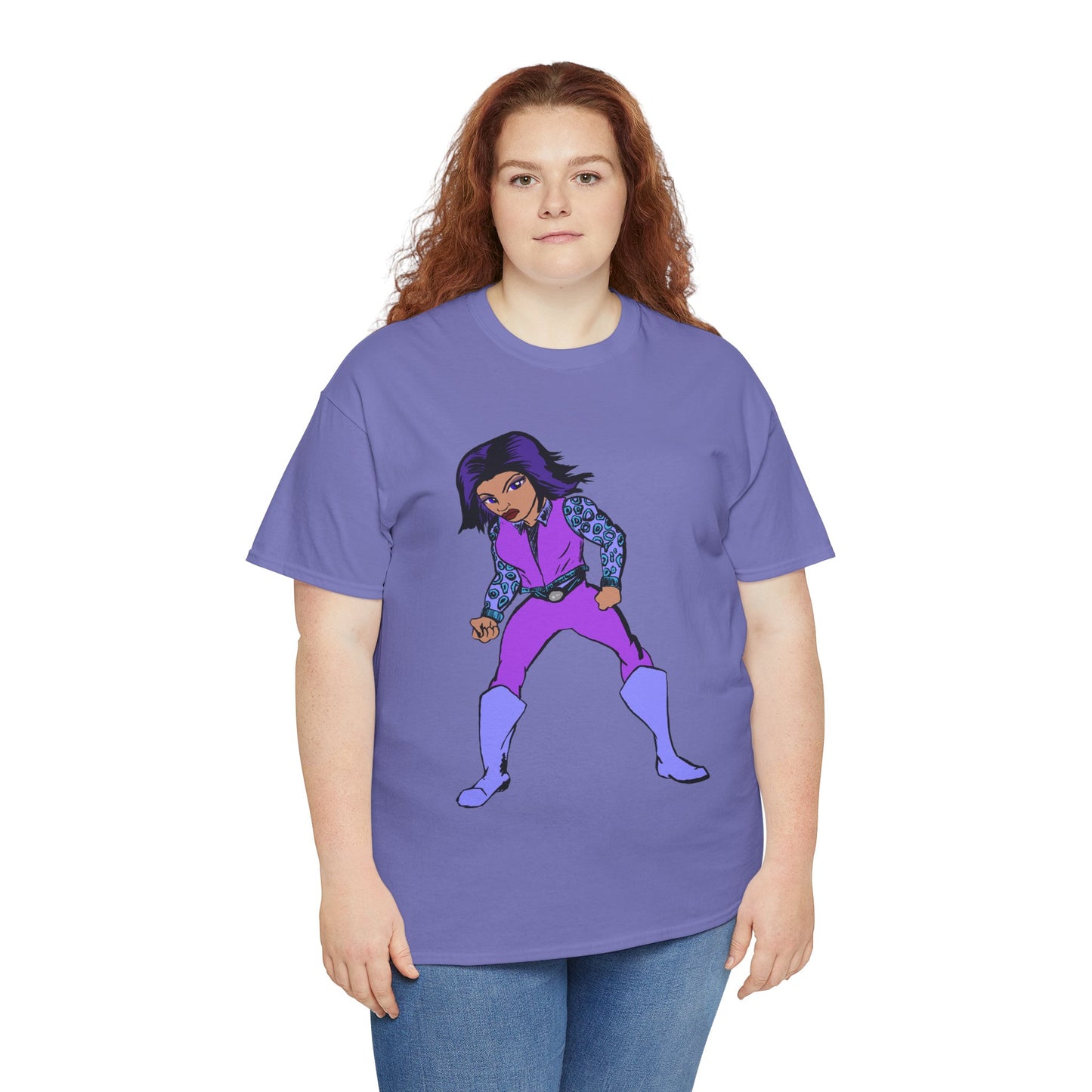 Retro Cartoon Hero Woman Character Unisex Heavy Cotton Tee, Vintage Graphic Tee, Fun T-Shirt, Gift for Fans, Casual Wear, Everyday Tee