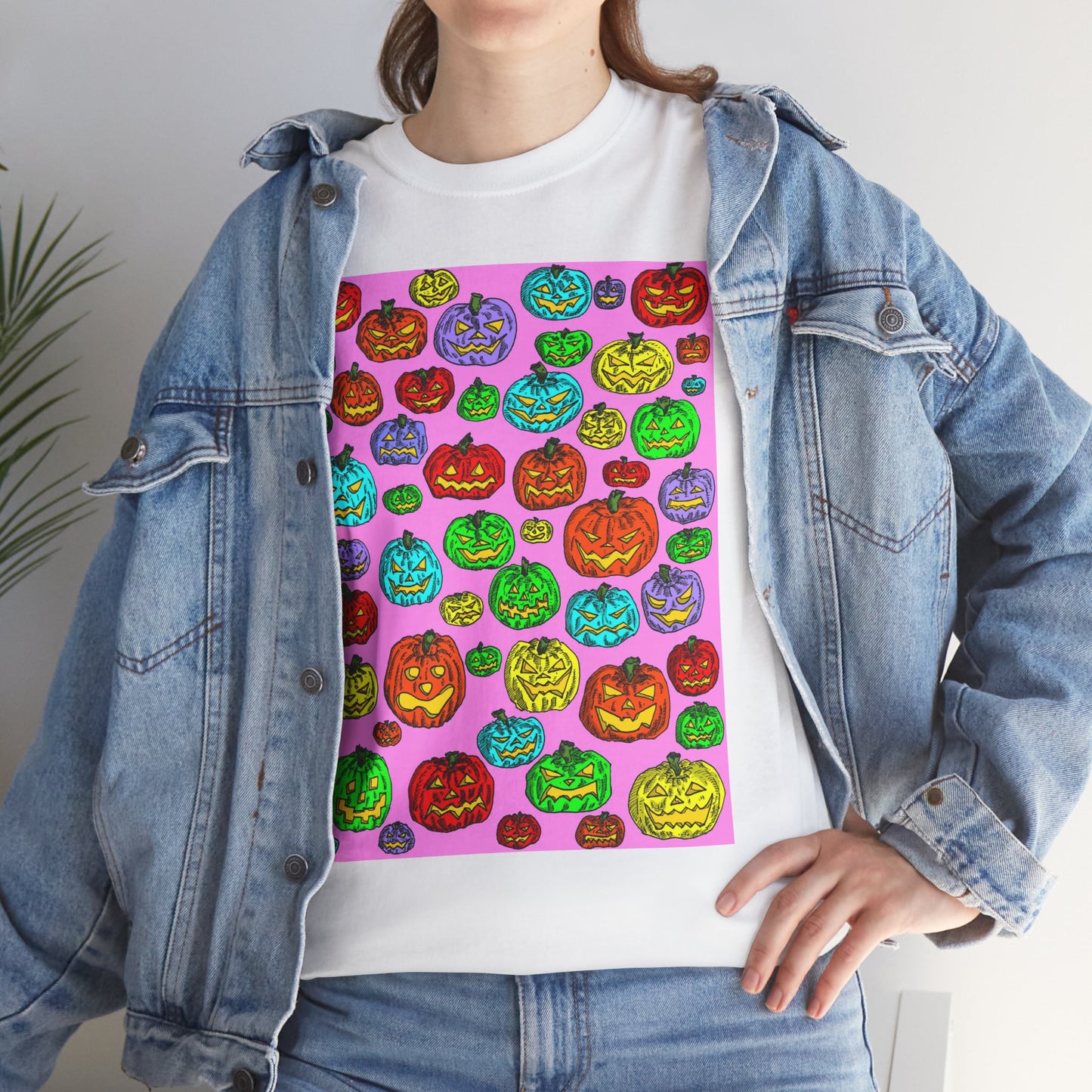 Colorful Pumpkin Graphic Tee, Unisex Cotton T-Shirt, Halloween Costume, Fall Apparel, Trendy Graphic Shirt, Casual Wear
