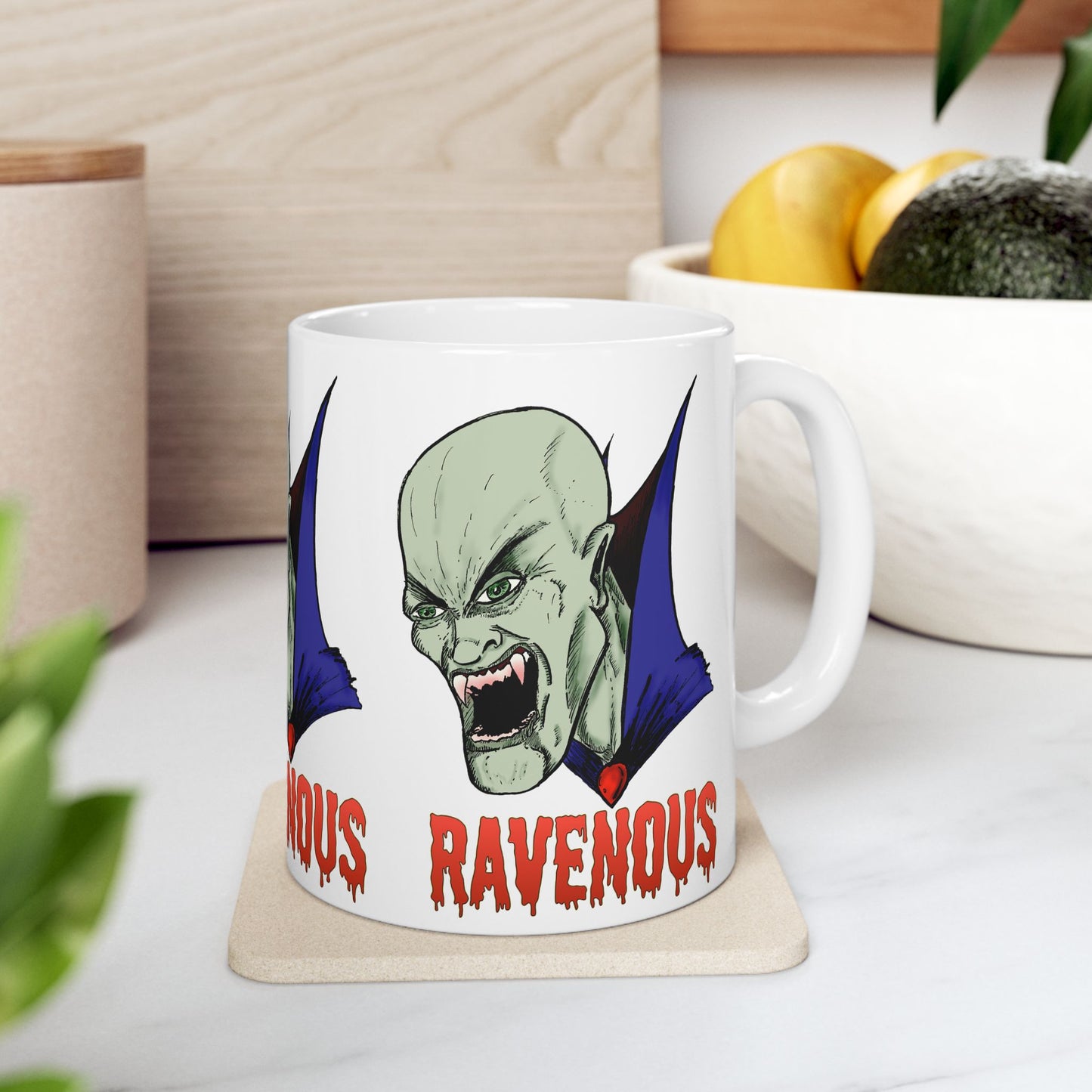 Vampire Mug, Ravenous Bloodthirsty Creature Horror Gothic 11oz/15oz Ceramic Mug