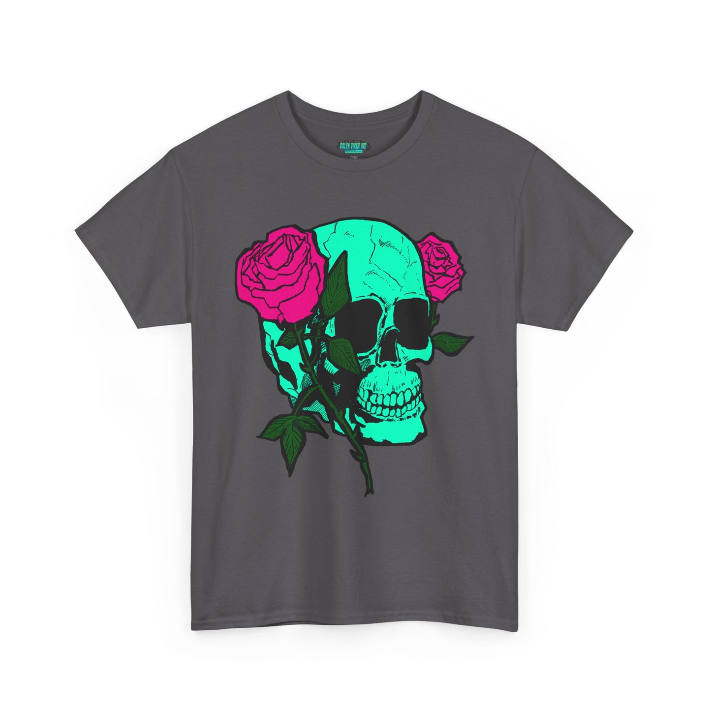 Edgy Skull & Roses Unisex Heavy Cotton Tee - Graphic T-Shirt for Alternative Fashion Lovers