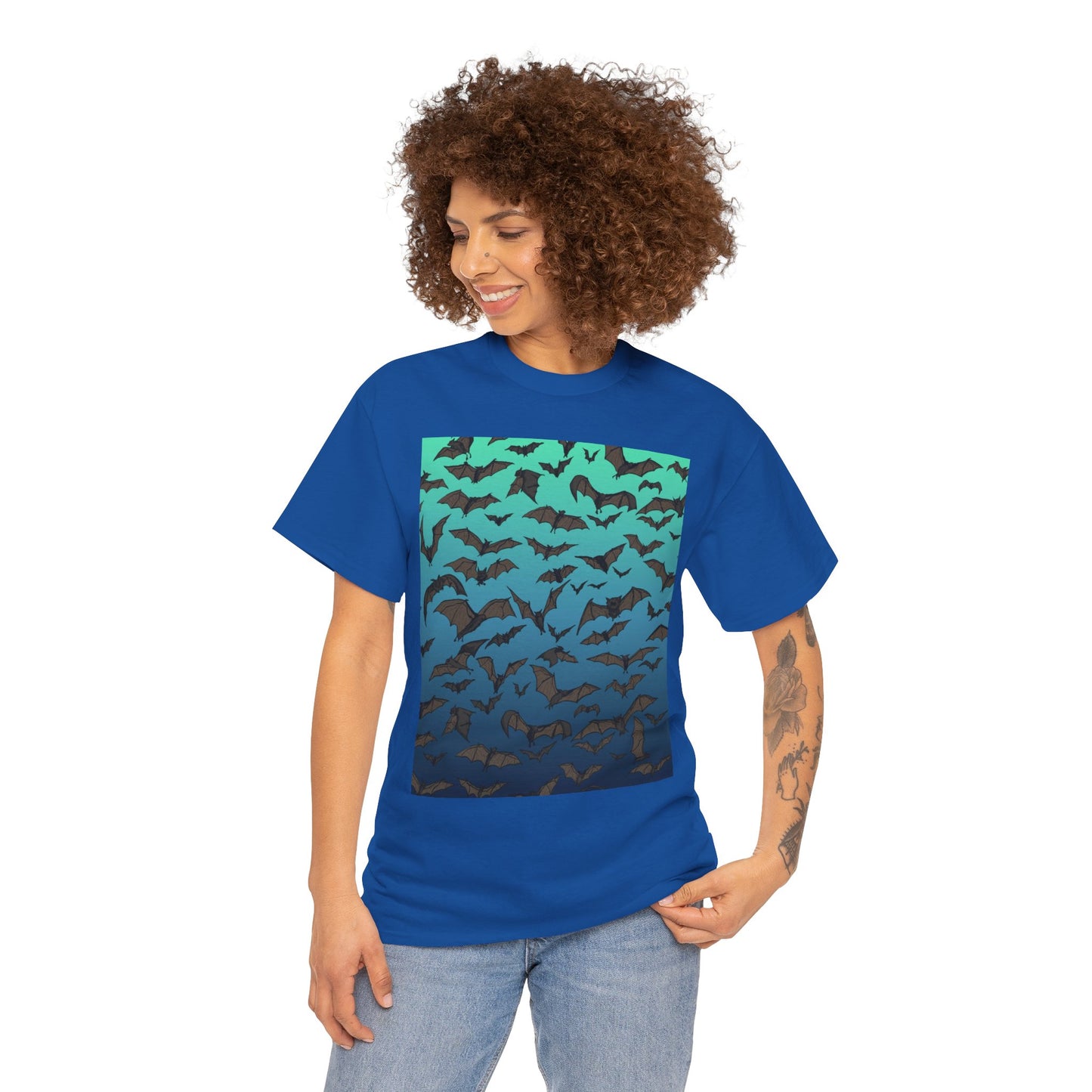 Bat Swarm Graphic Tee — Gradient Night Flight T-Shirt