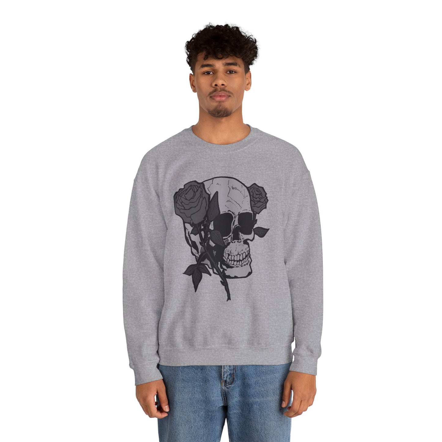 Skull and Roses Crewneck Sweatshirt - Unisex Heavy Blend™