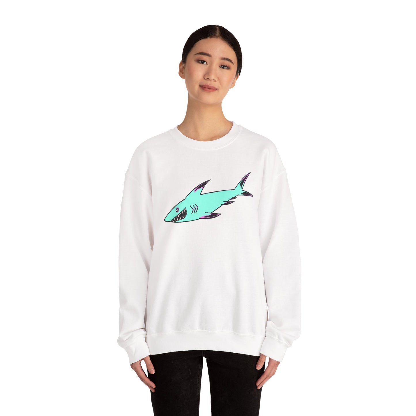 Charming Shark Graphic Sweatshirt - Unisex Heavy Blend™ Crewneck