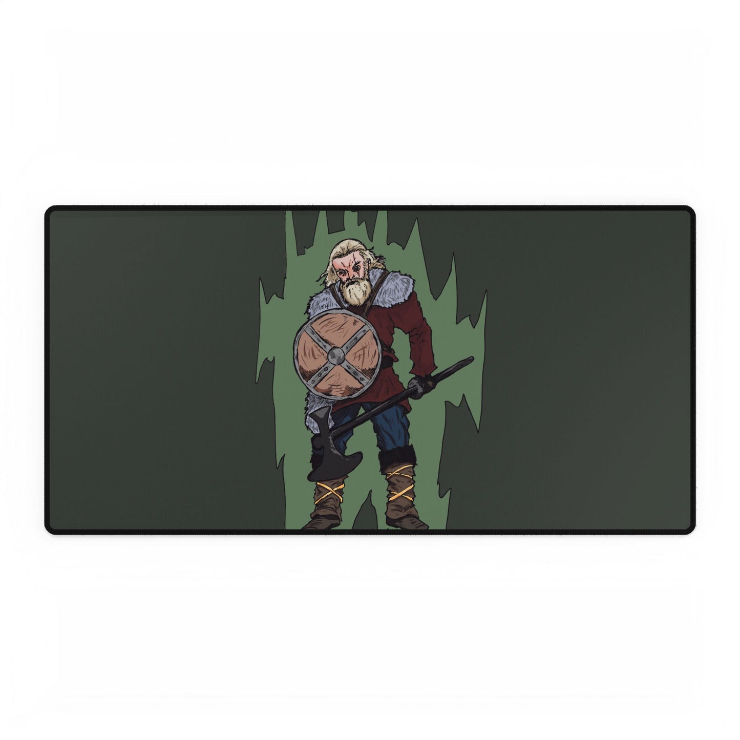 Viking Warrior Desk Mat — Nordic Shield & Axe Gaming Mouse Pad