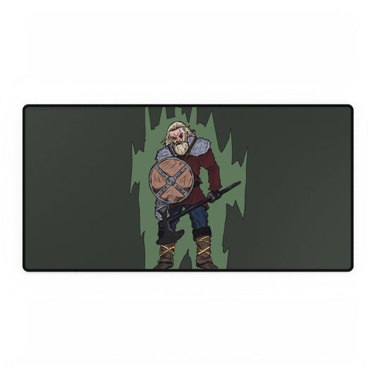 Viking Warrior Desk Mat — Nordic Shield & Axe Gaming Mouse Pad
