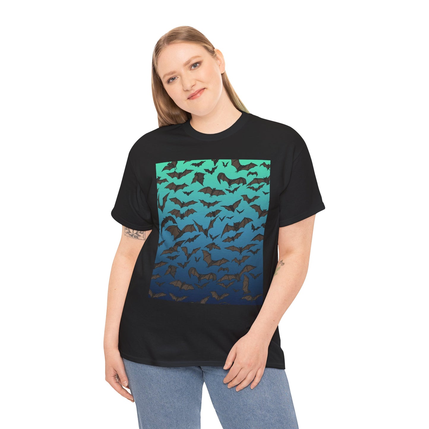 Bat Swarm Graphic Tee — Gradient Night Flight T-Shirt