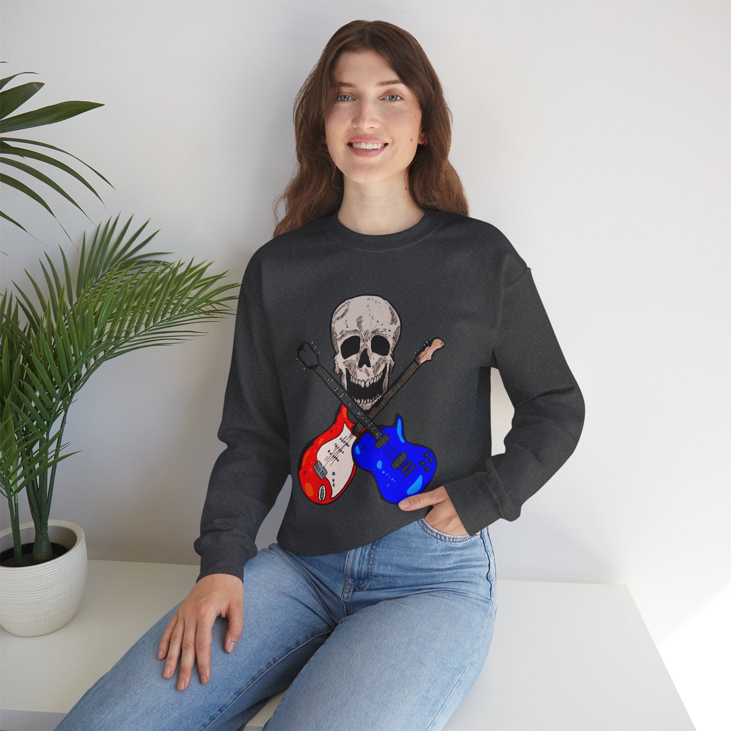 Skull and Guitar Crewneck Sweatshirt
