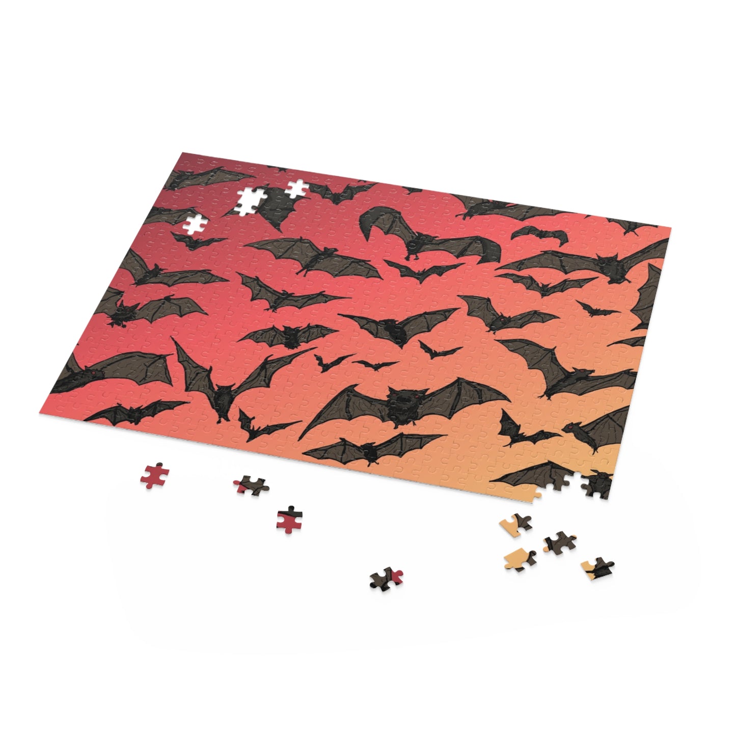Bat Swarm Gradient Puzzle — 120/252/500-Piece Halloween Jigsaw