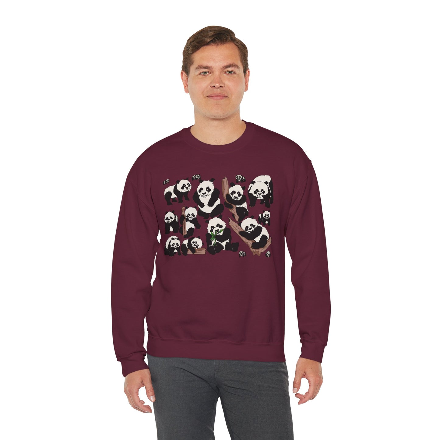 Cozy Panda Crewneck Sweatshirt - Soft Unisex Heavy Blend