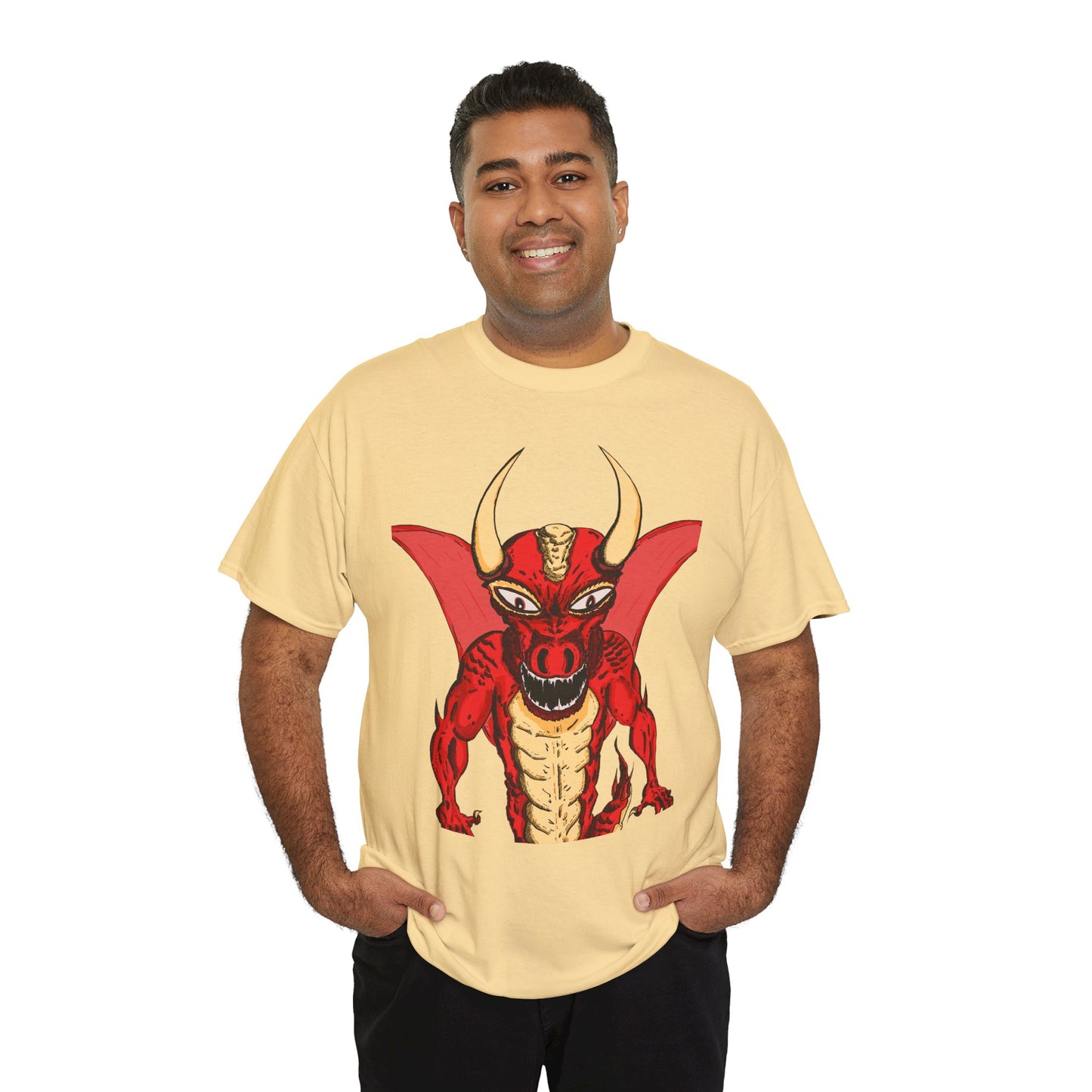 Bold Red Dragon Unisex Heavy Cotton Tee | Graphic Shirt for Anime Fans, Party Wear, Casual Outfit, Gift for Him/Her