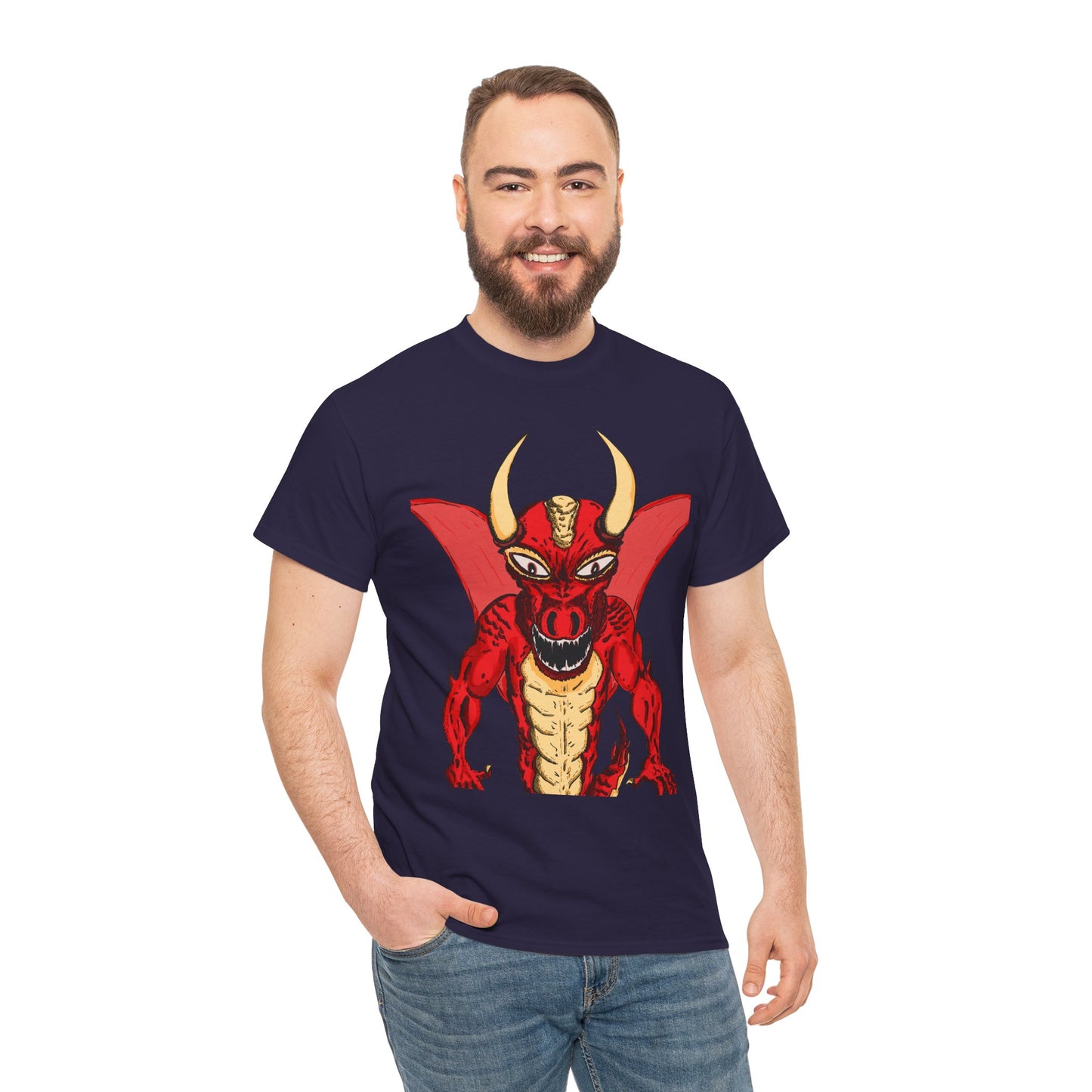 Bold Red Dragon Unisex Heavy Cotton Tee | Graphic Shirt for Anime Fans, Party Wear, Casual Outfit, Gift for Him/Her