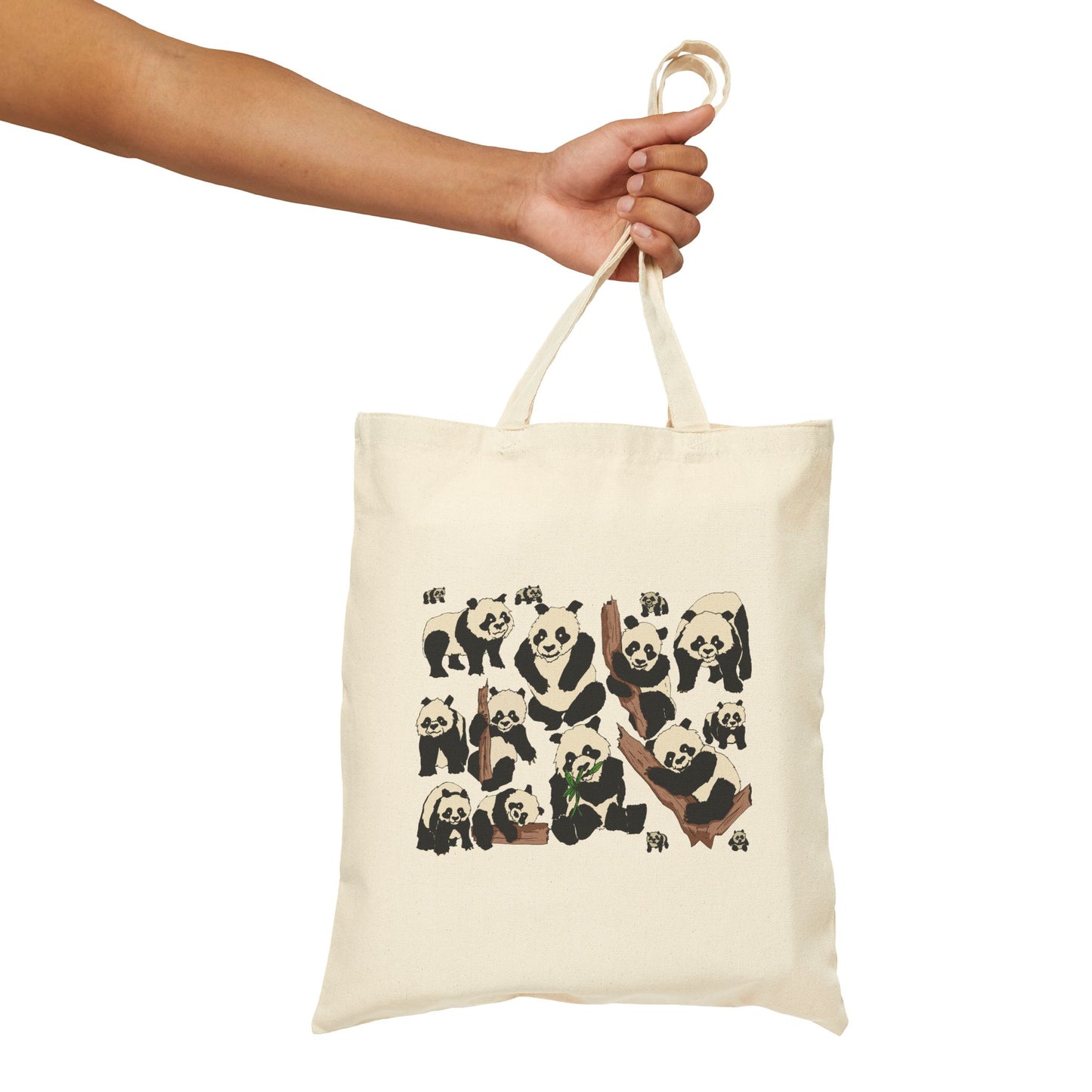 Panda Collage Cotton Canvas Tote Bag – Cute Eco-Friendly Grocery & Everyday Shopper